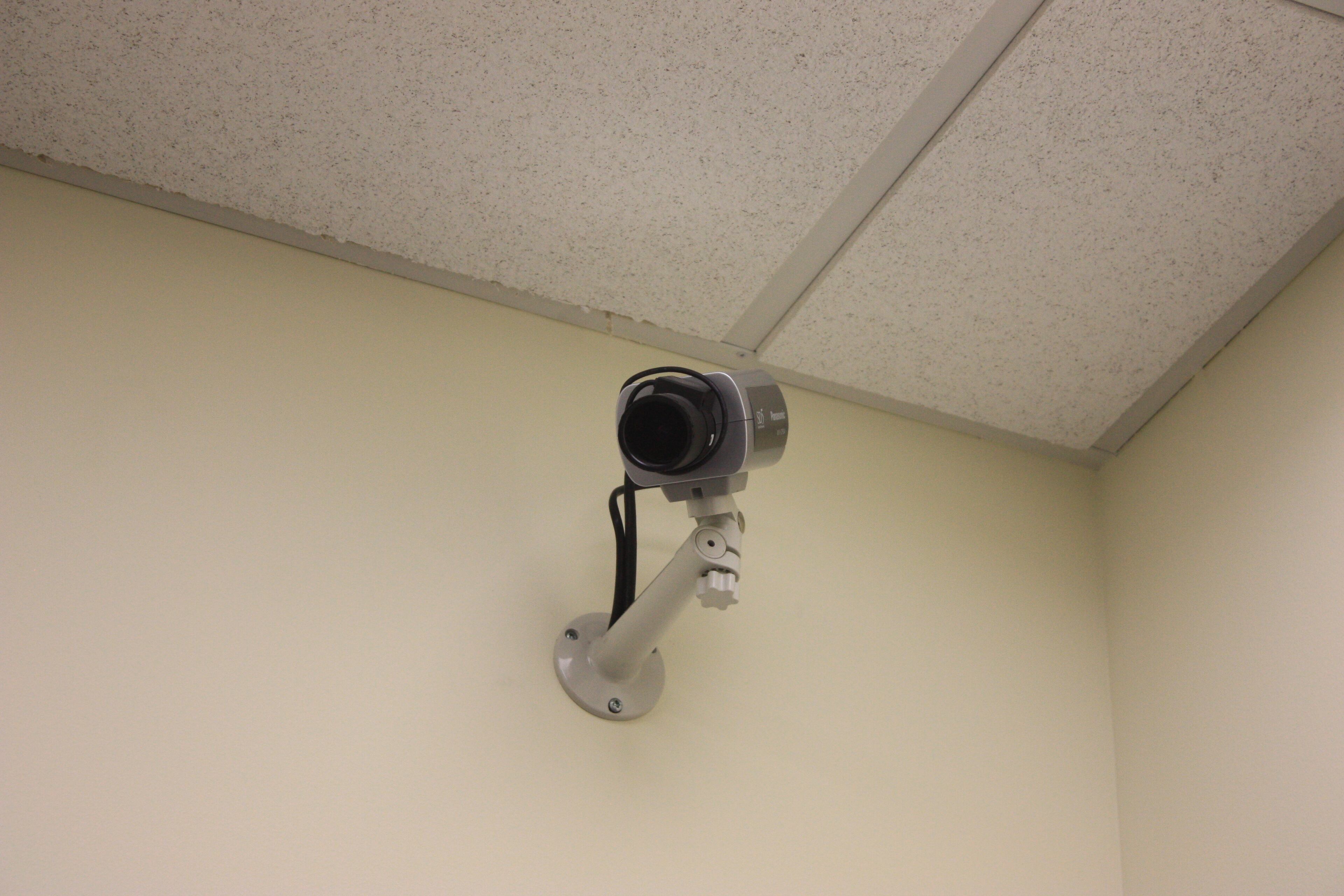 The bank also monitors the room through a security camera...