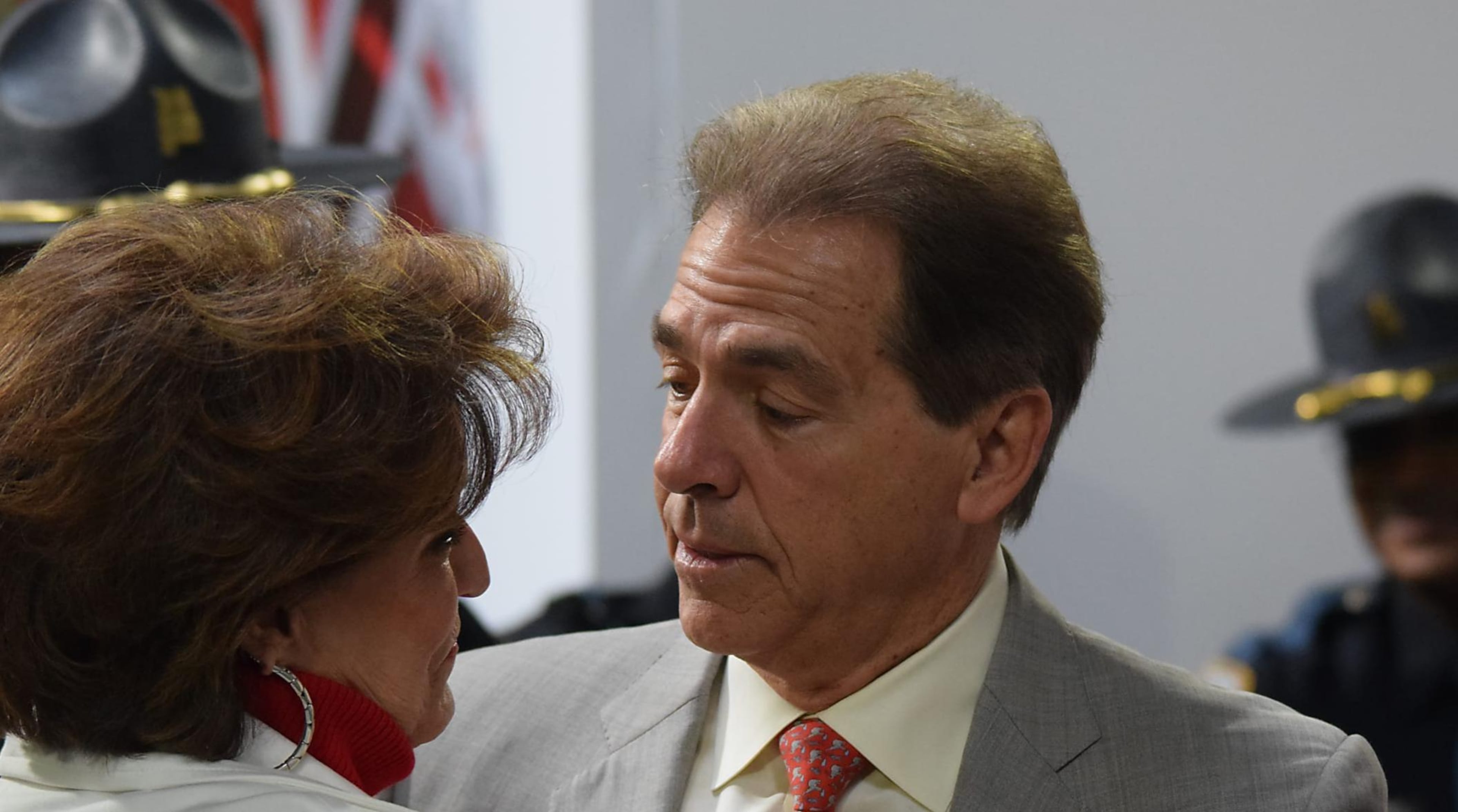 Alabama coach Nick Saban with wife Terry.
