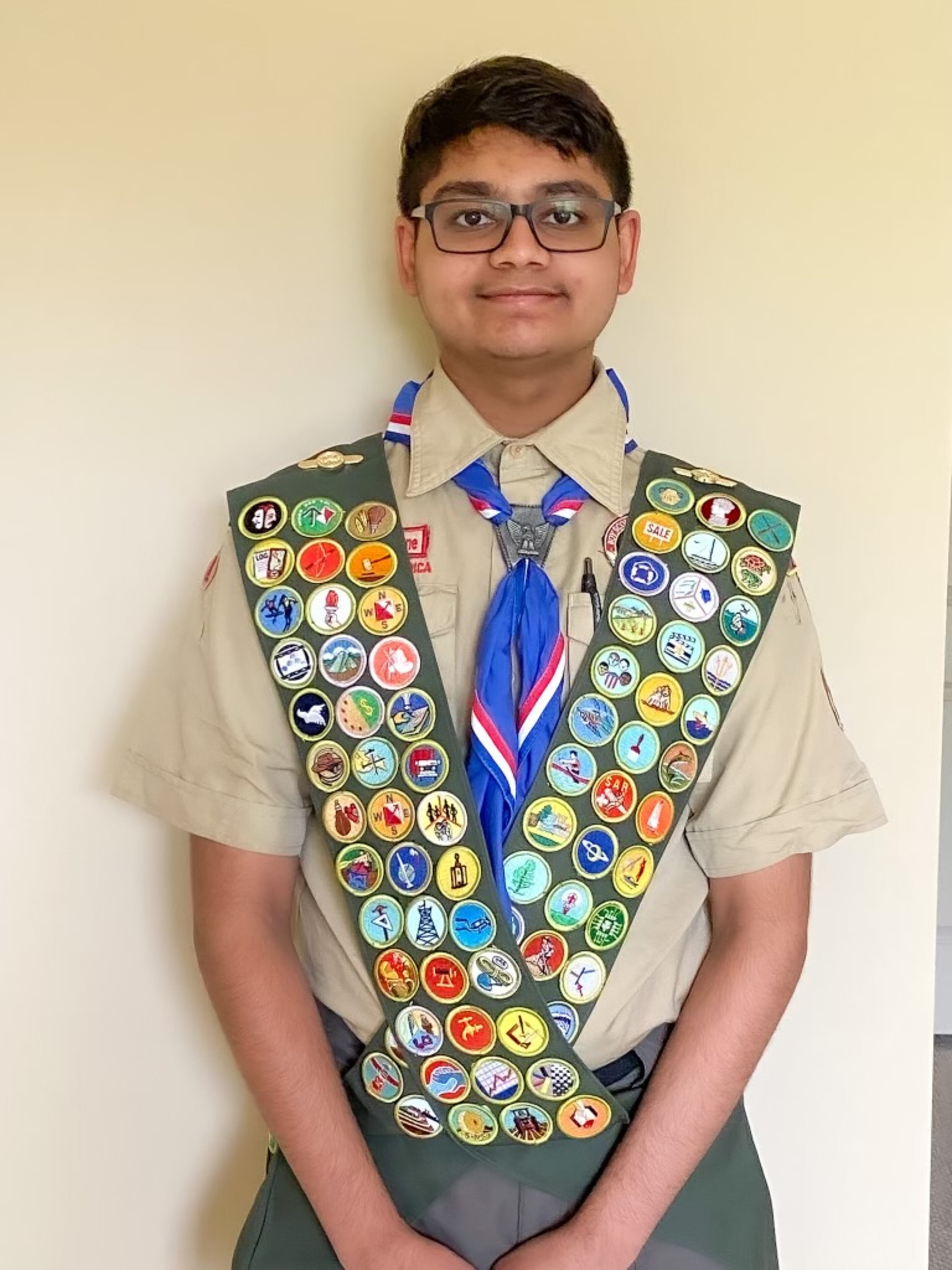 Eagle Scout Omkar Tamhane of Troop 27 of the Northern Ridge District earned all 137 merit badges available for Scouts BSA.