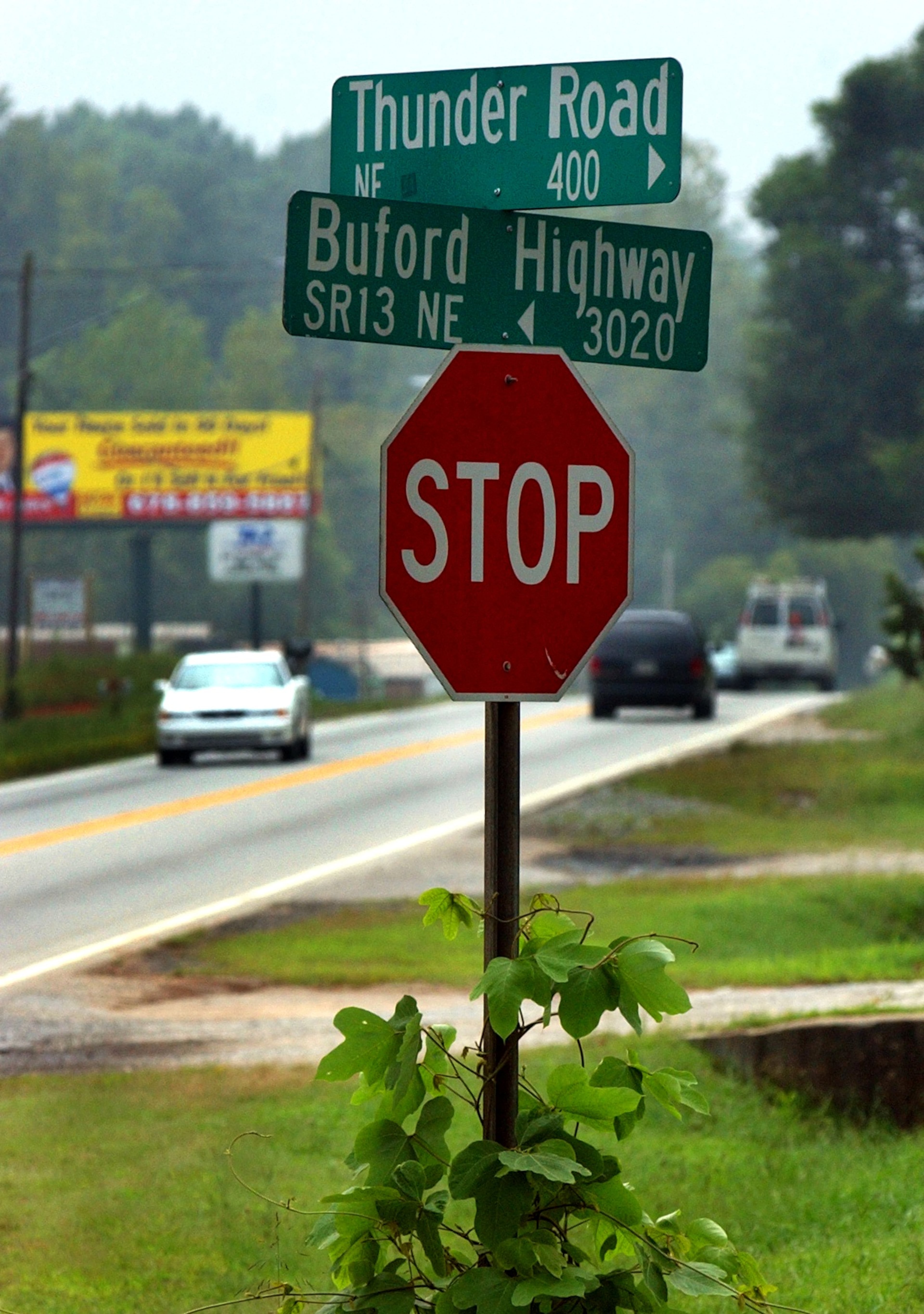 In 2015, a new effort to dissolve the city bore fruit, with the help of the state Legislature and Sen. Unterman. This photo of the intersection with Thunder Road was taken in 2003. (CHARLOTTE B. TEAGLE / AJC file)