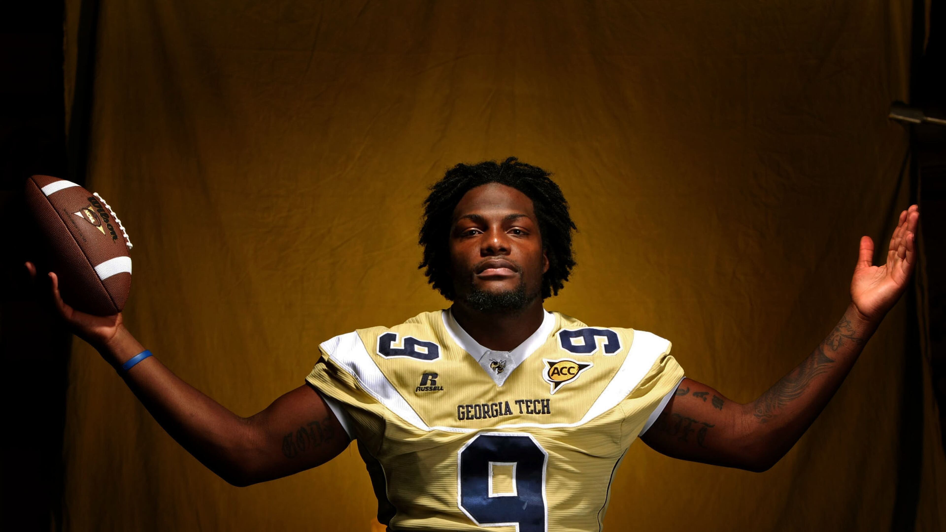 100722 Atlanta, Ga., -- Georgia Tech senior quarterback Joshua Nesbitt returns as the ACC Champs from 2009 shown at Georgia Tech Thursday morning in Atlanta, Ga., July 22, 2010. Jason Getz jgetz@ajc.com