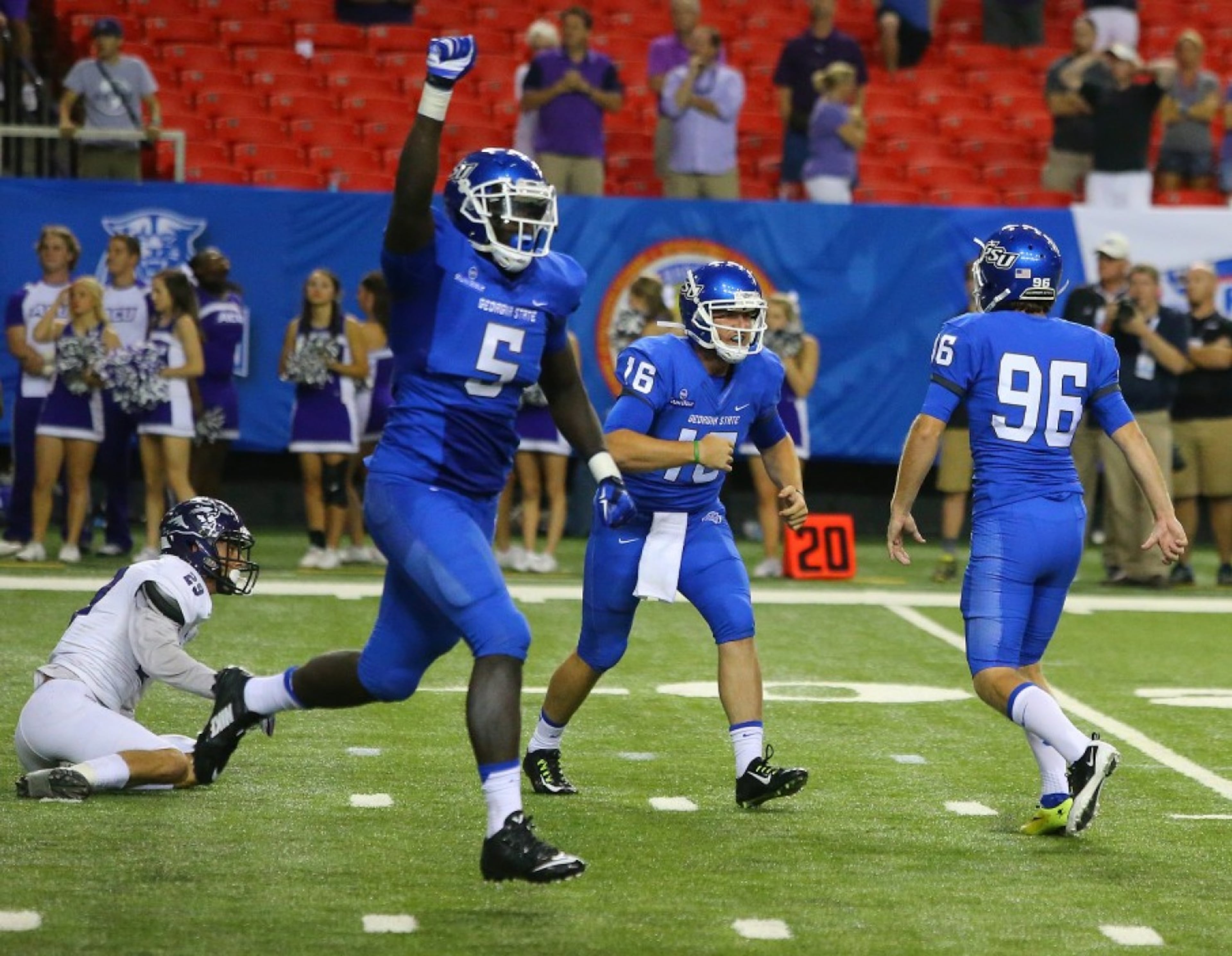 Mackendy Cheridor has the potential to become an all-conference performer, according to defensive coordinator Jesse Minter. (AJC)