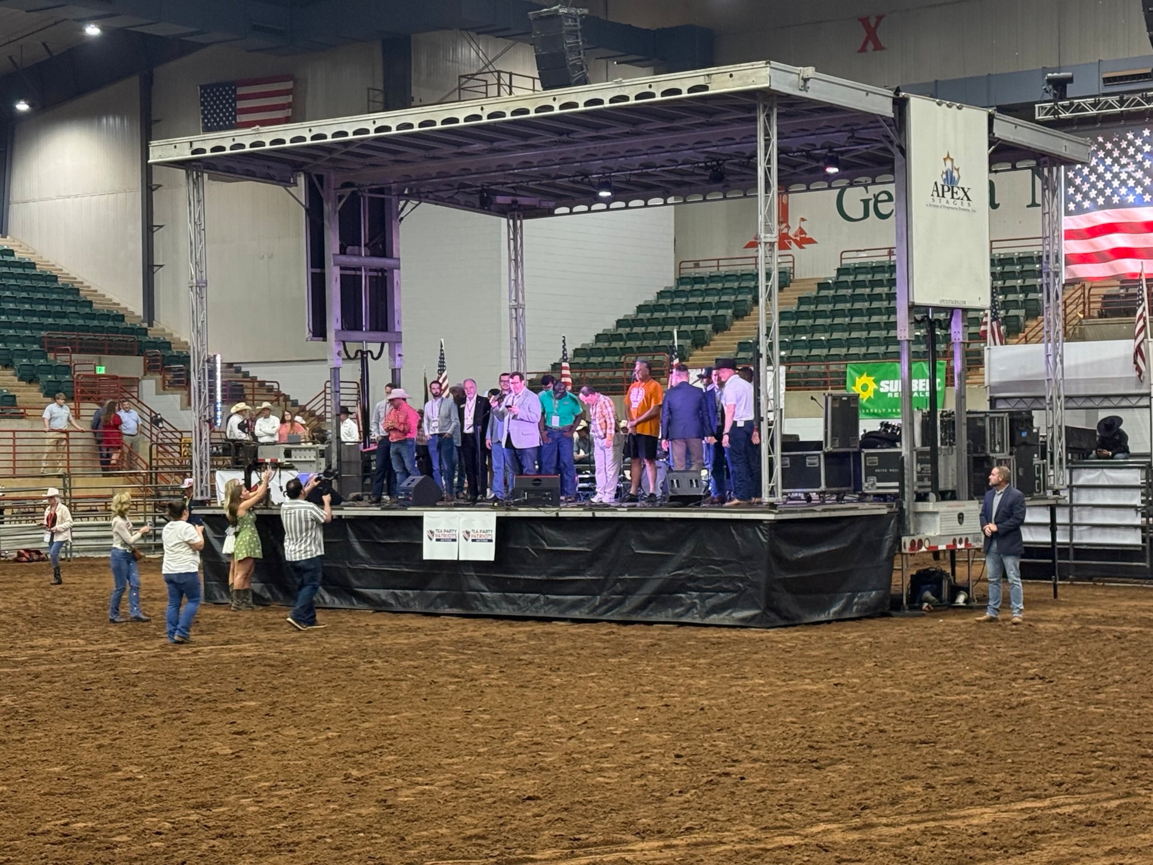 The Georgia GOP showed off the party’s ticket at a rodeo in Perry earlier this month. (Greg Bluestein/AJC)