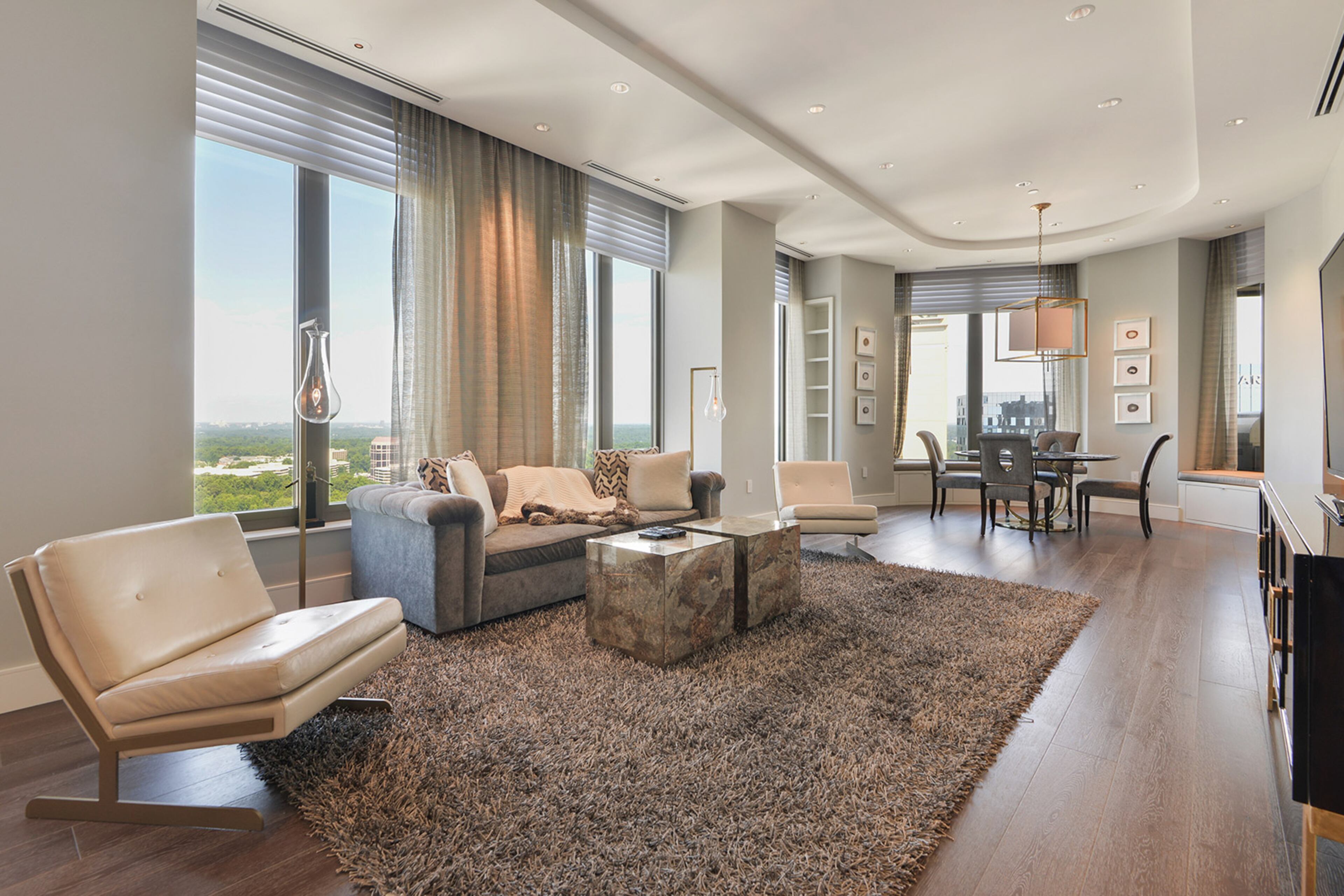 Relax and enjoy the views in the living area next to the dining space.