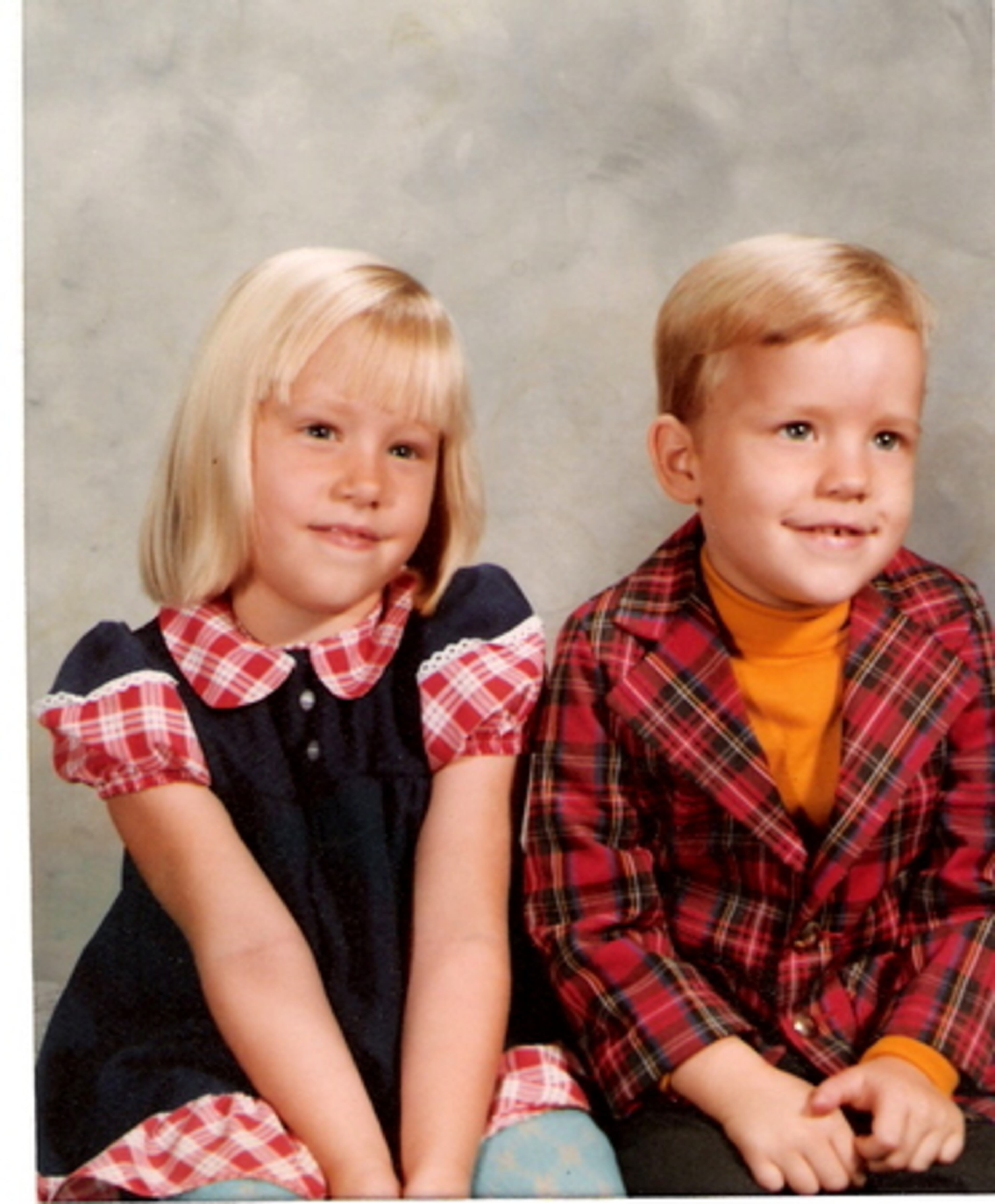 Me and my brother late '70s. Ugh ... the cornflower blue tights! (Editor's note: We almost missed those.)
