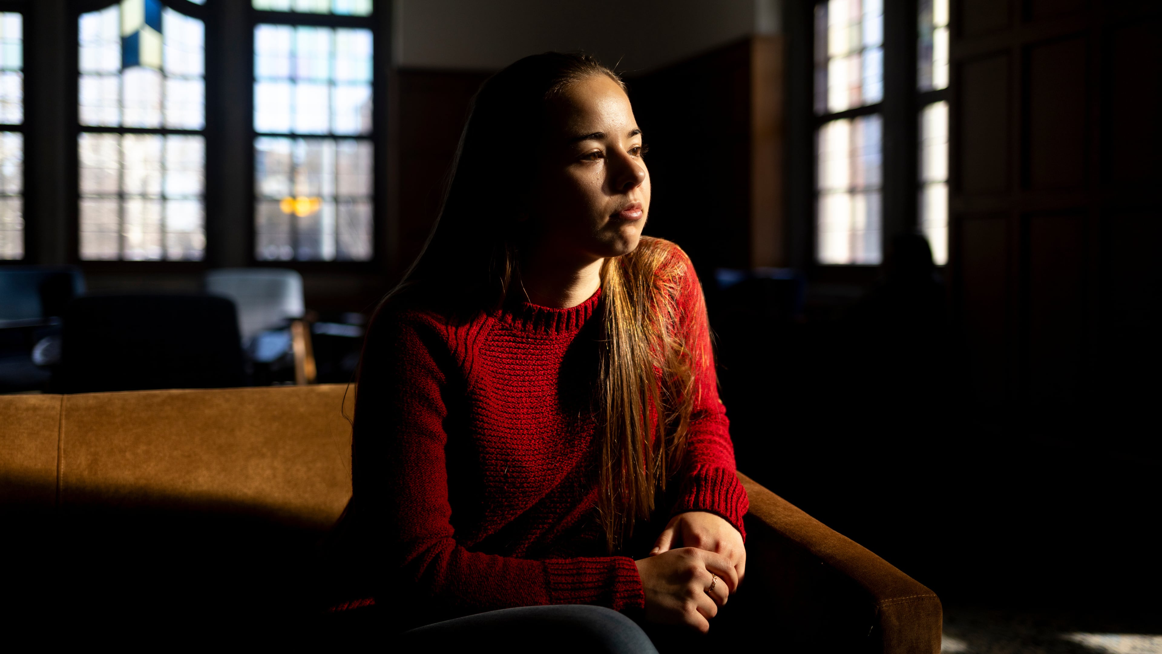 University of Michigan junior Allison Voto poses of a photo inside the Michigan Union on the University of Michigan campus in Ann Arbor, Mich., Jan. 17, 2026. (AP Photo/Emily Elconin)
