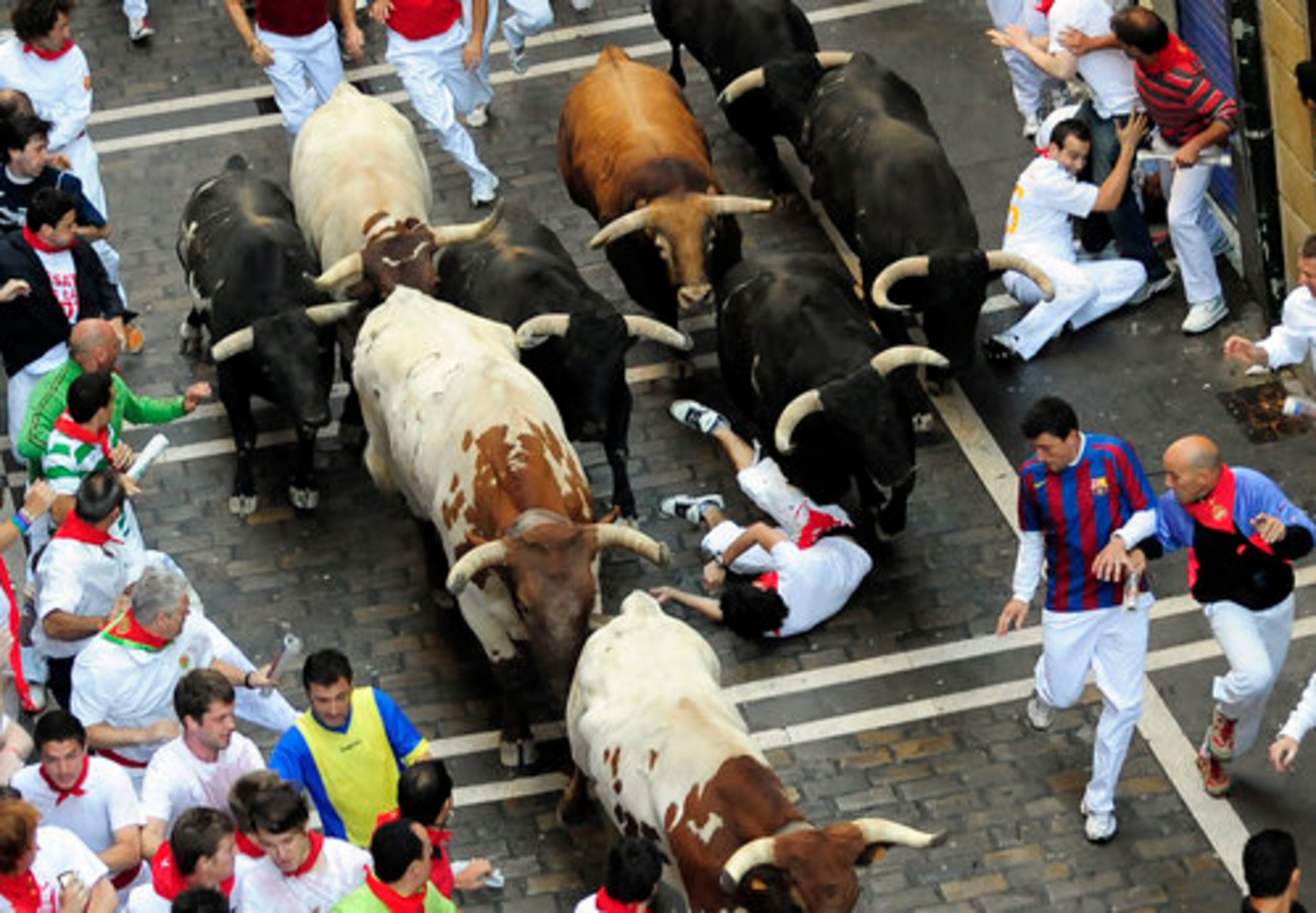 Some of the daredevils rested their hands on the bulls, a gesture considered disrespectful to the animals.