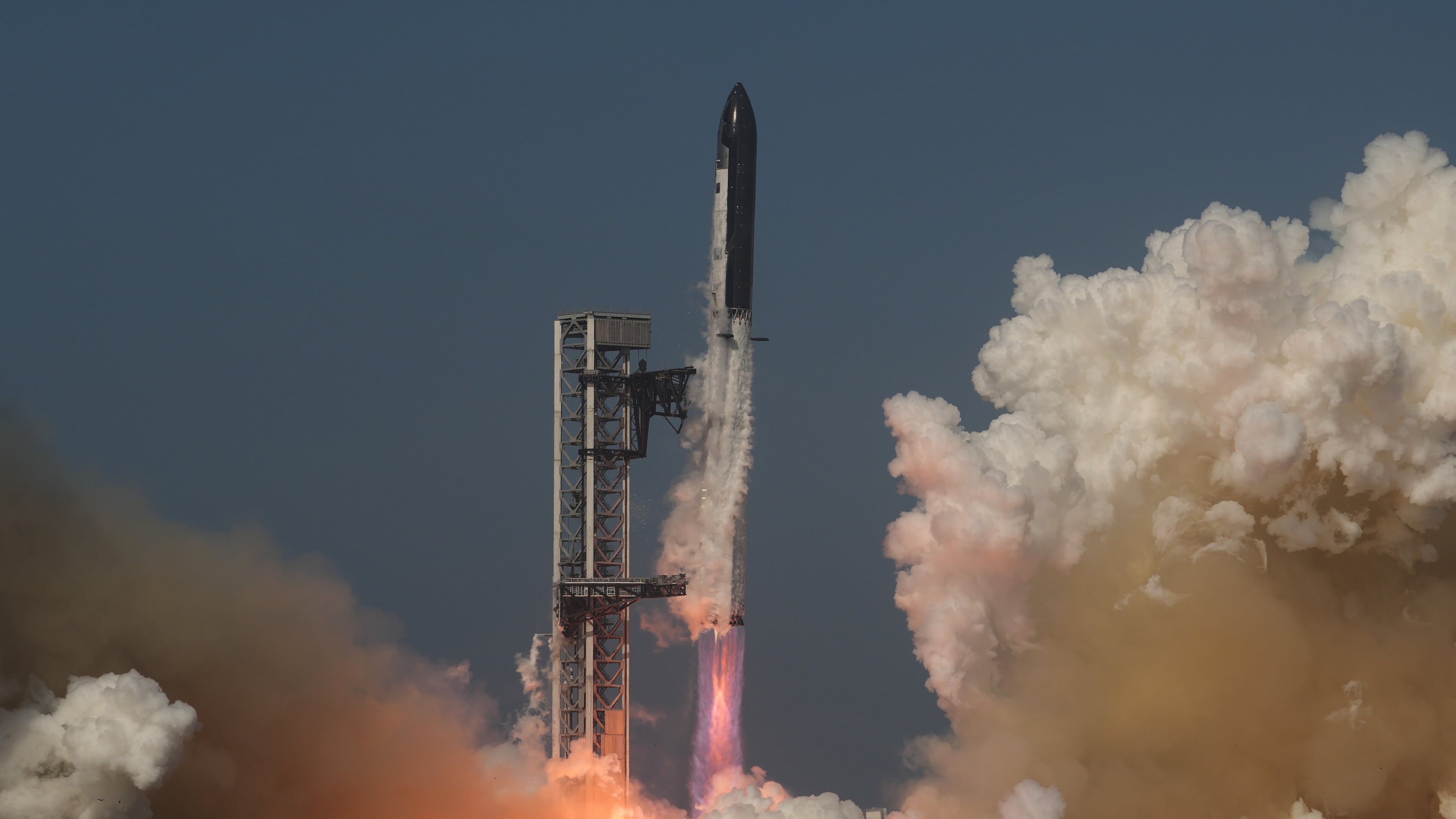 SpaceX's Starship rocket lifts off during a test flight from Starbase, Texas, Friday, May 22, 2026. (AP Photo/Eric Gay)