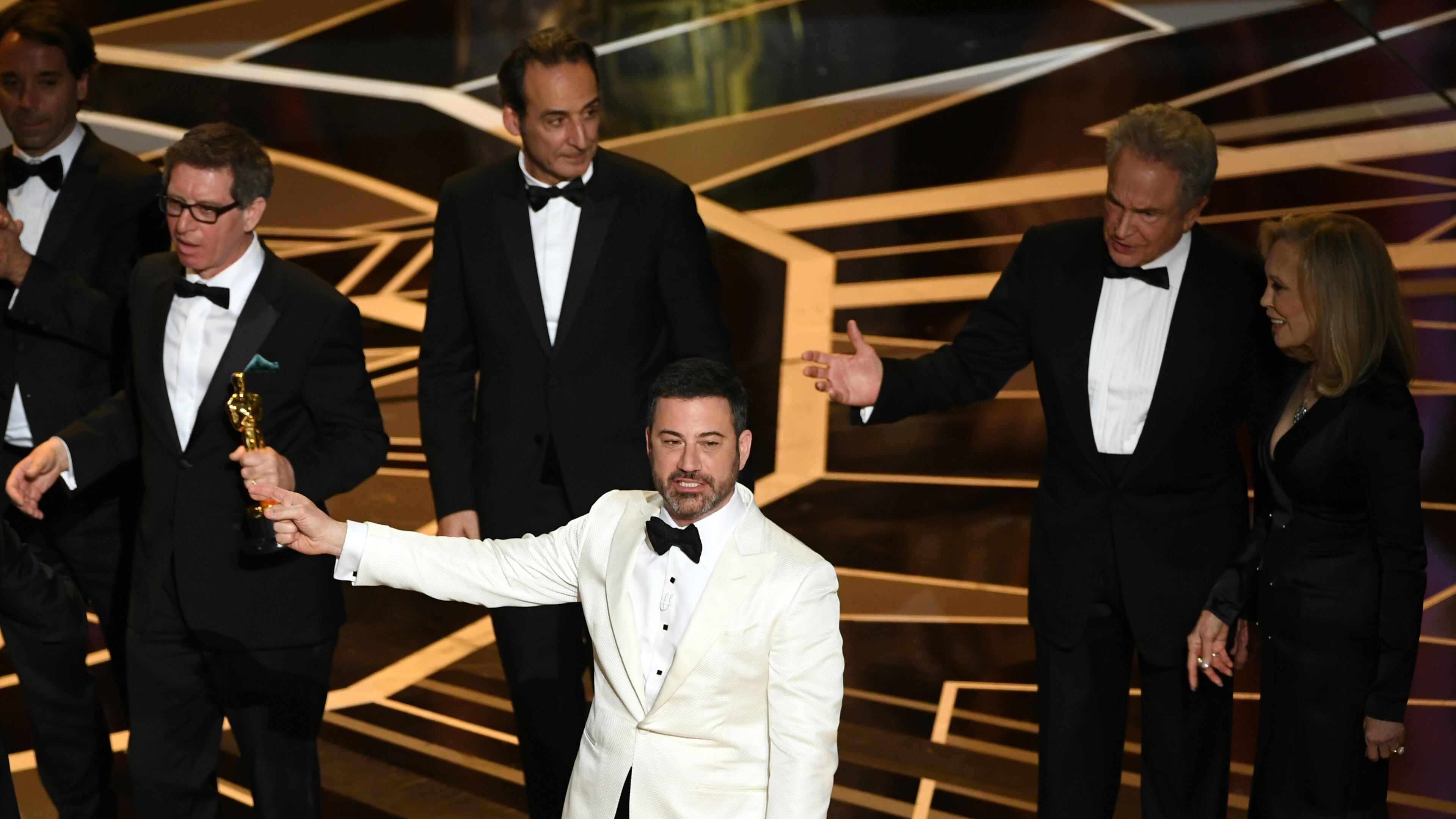 HOLLYWOOD, CA - MARCH 04: Host Jimmy Kimmel says goodnight onstage during the 90th Annual Academy Awards at the Dolby Theatre at Hollywood & Highland Center on March 4, 2018 in Hollywood, California. (Photo by Kevin Winter/Getty Images)