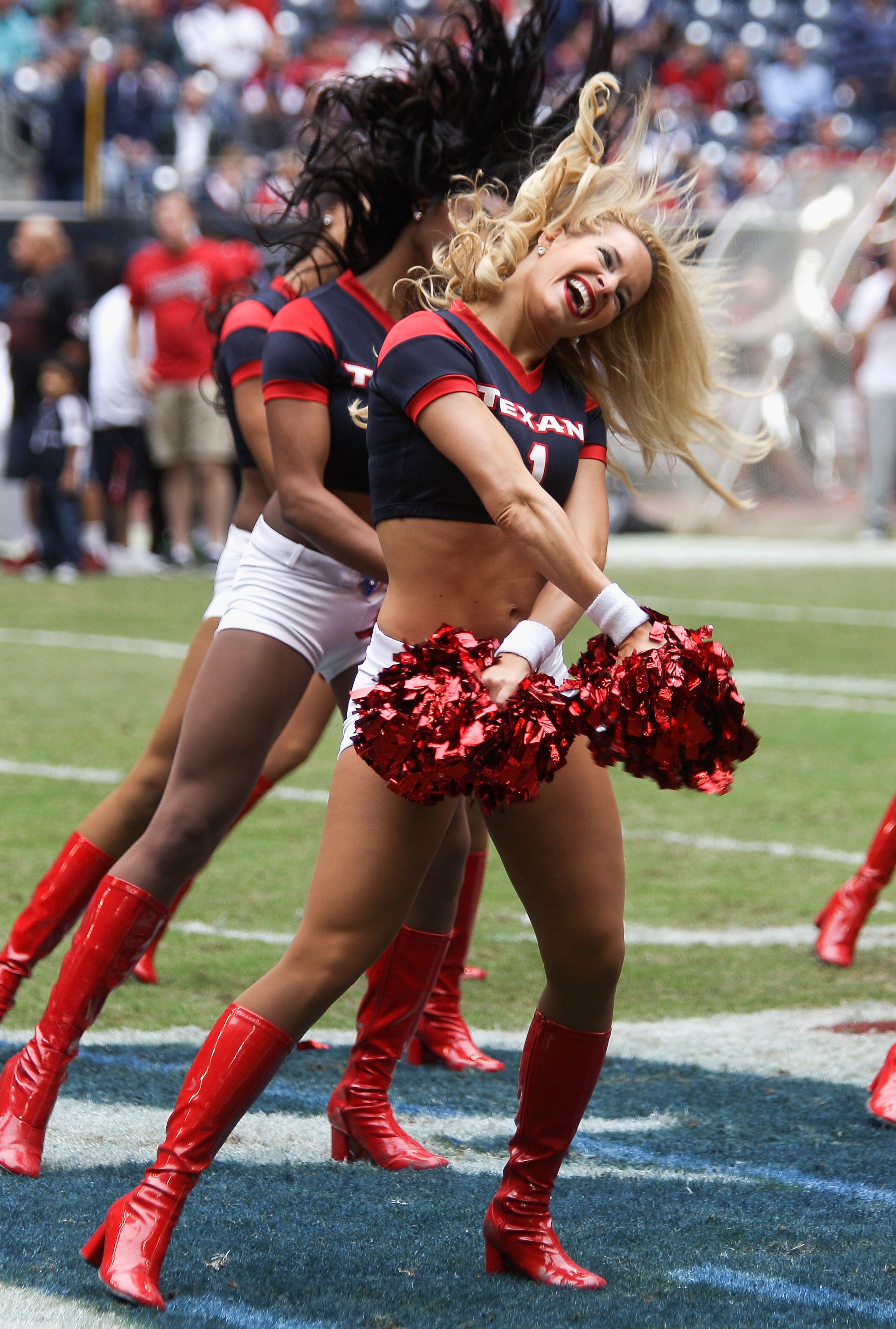 Houston Texans cheerleaders perform at Reliant Stadium on Dec. 1, 2013, in Houston, Texas.