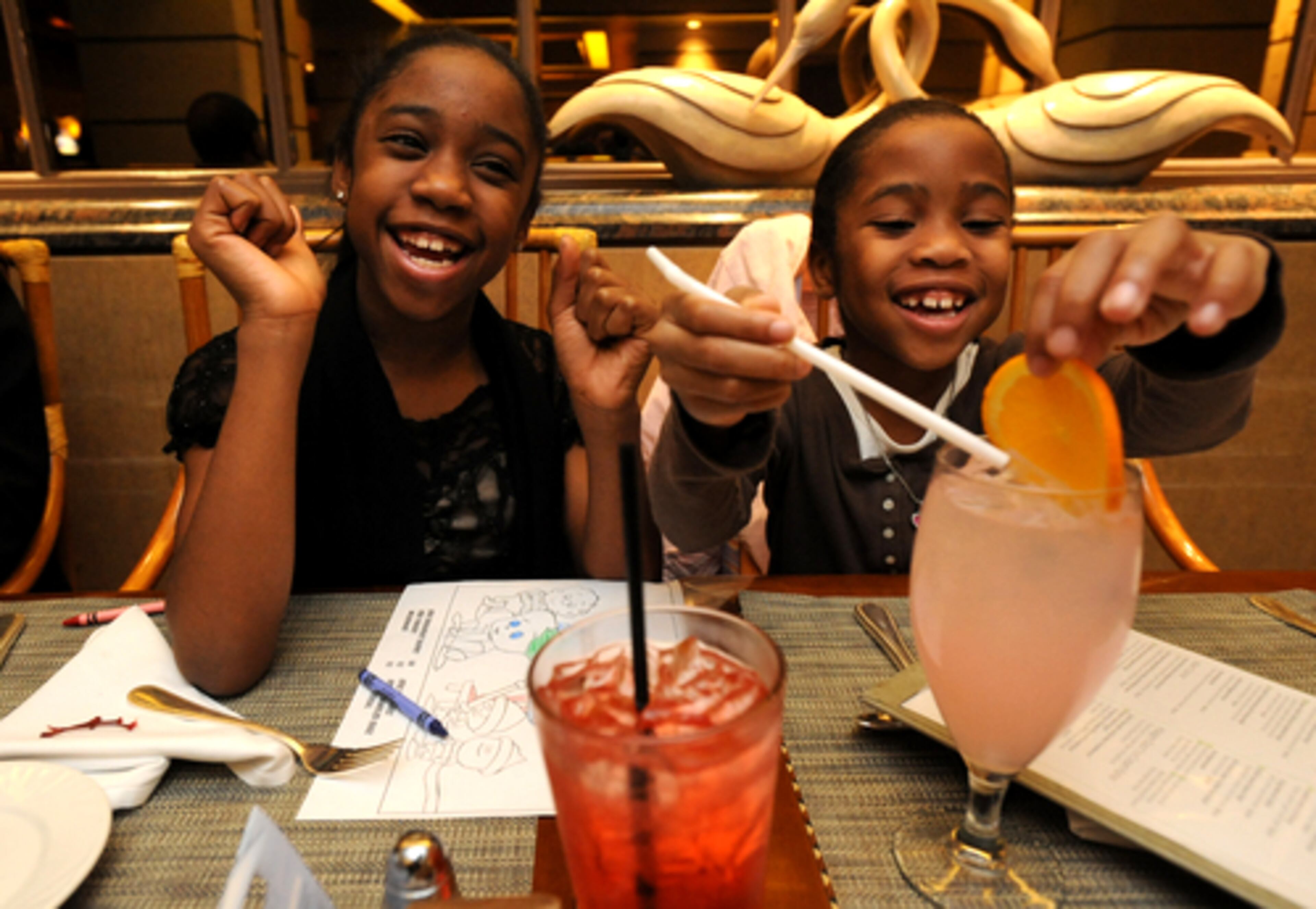 A girl has to eat so she has energy to hit all those parties, and that's exactly what Jamia and her 7-year-old sister Olivia did.