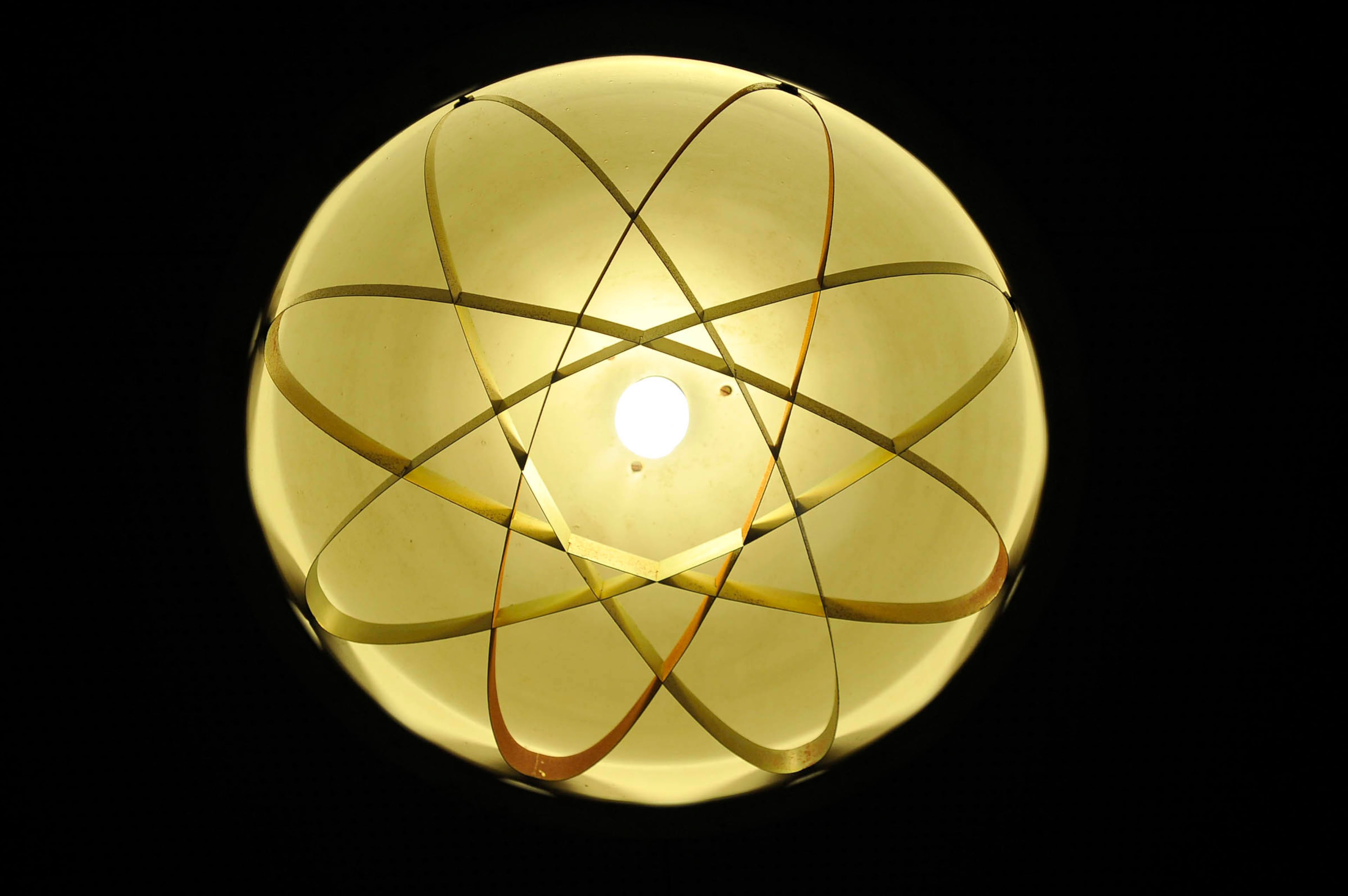 Nuclear symbols decorate ceiling lights in the passenger dining room on the NS Savannah. (Kim Hairston/TNS/Getty Images 2011)