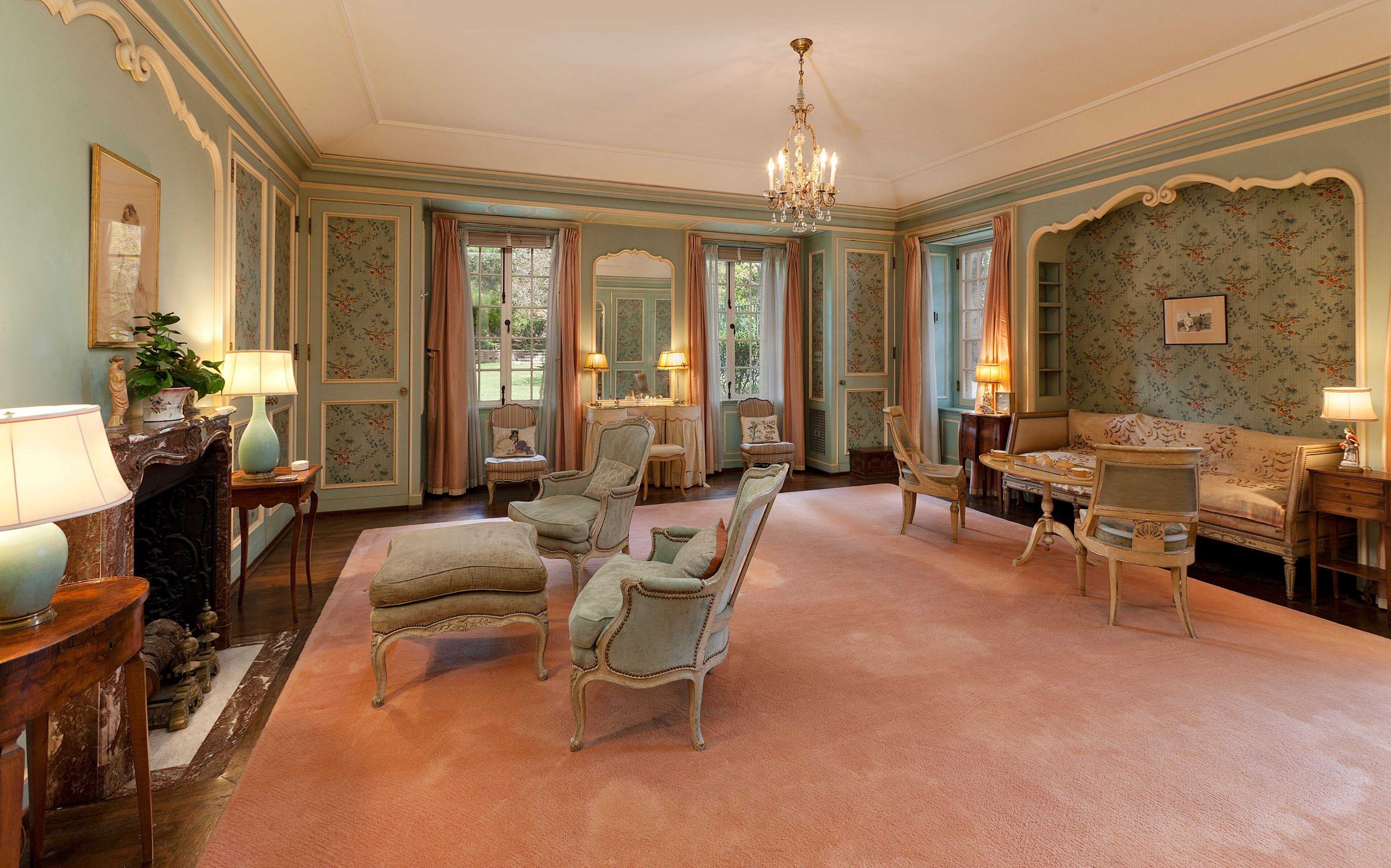 Beyond the Master is the Boudoir/dressing room. This very feminine room features numerous built-in closets; there is also a spa size bathroom with separate dressing area. Three additional staff bedrooms are down a private hallway from the Boudoir. In addition, there is a linen/sewing room. A tower office with incredible views is located above the Master suite and is accessed by an exterior staircase. For more information, please visit www.TheRanchoSanCarlos.com.