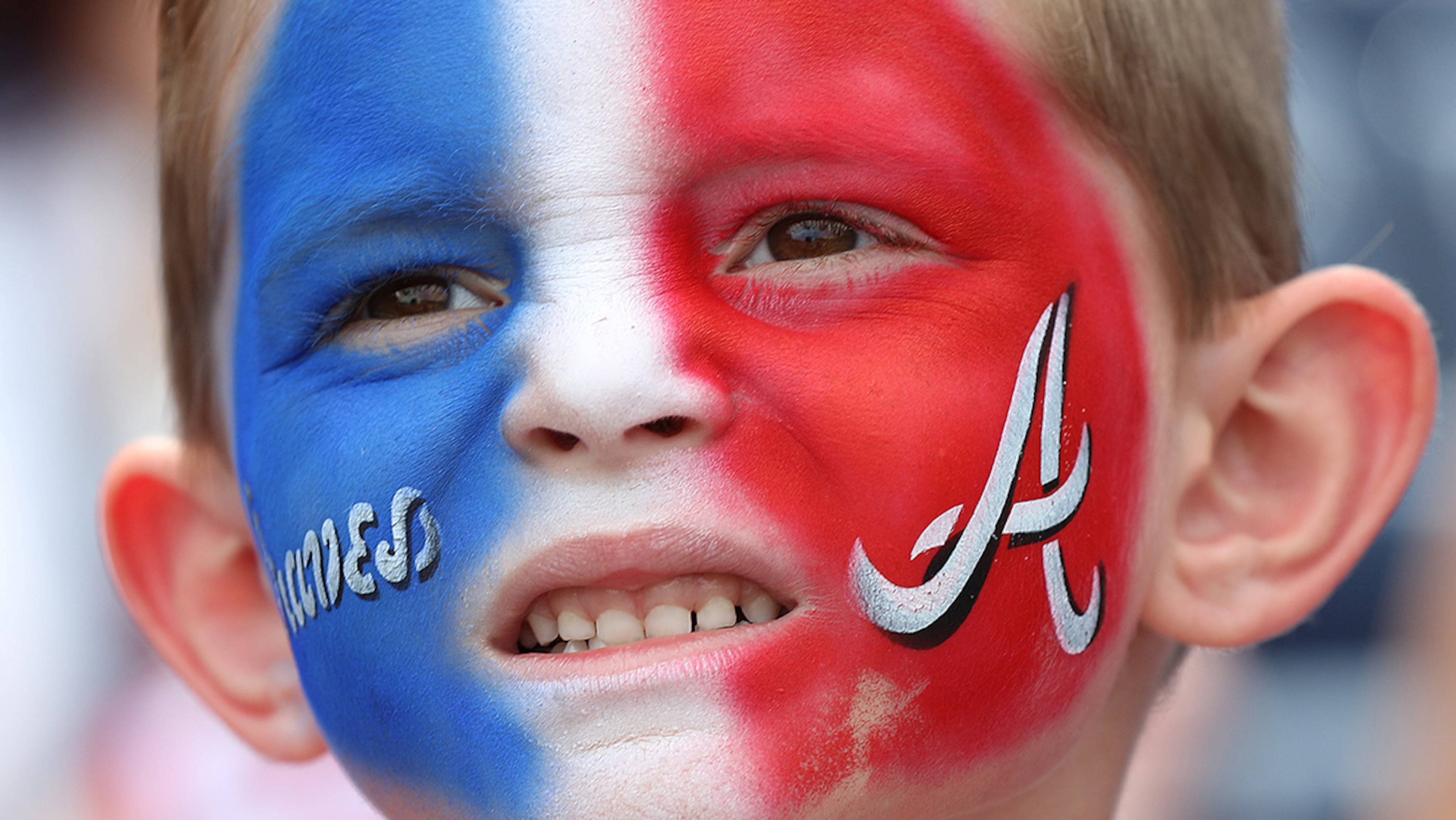 October 02, 2016 Atlanta: Wyatt Higginbotham, 5, McDonough, has his game face on for the final Braves game at Turner Field on Sunday, Oct. 2, 2016, in Atlanta. Curtis Compton /ccompton@ajc.com