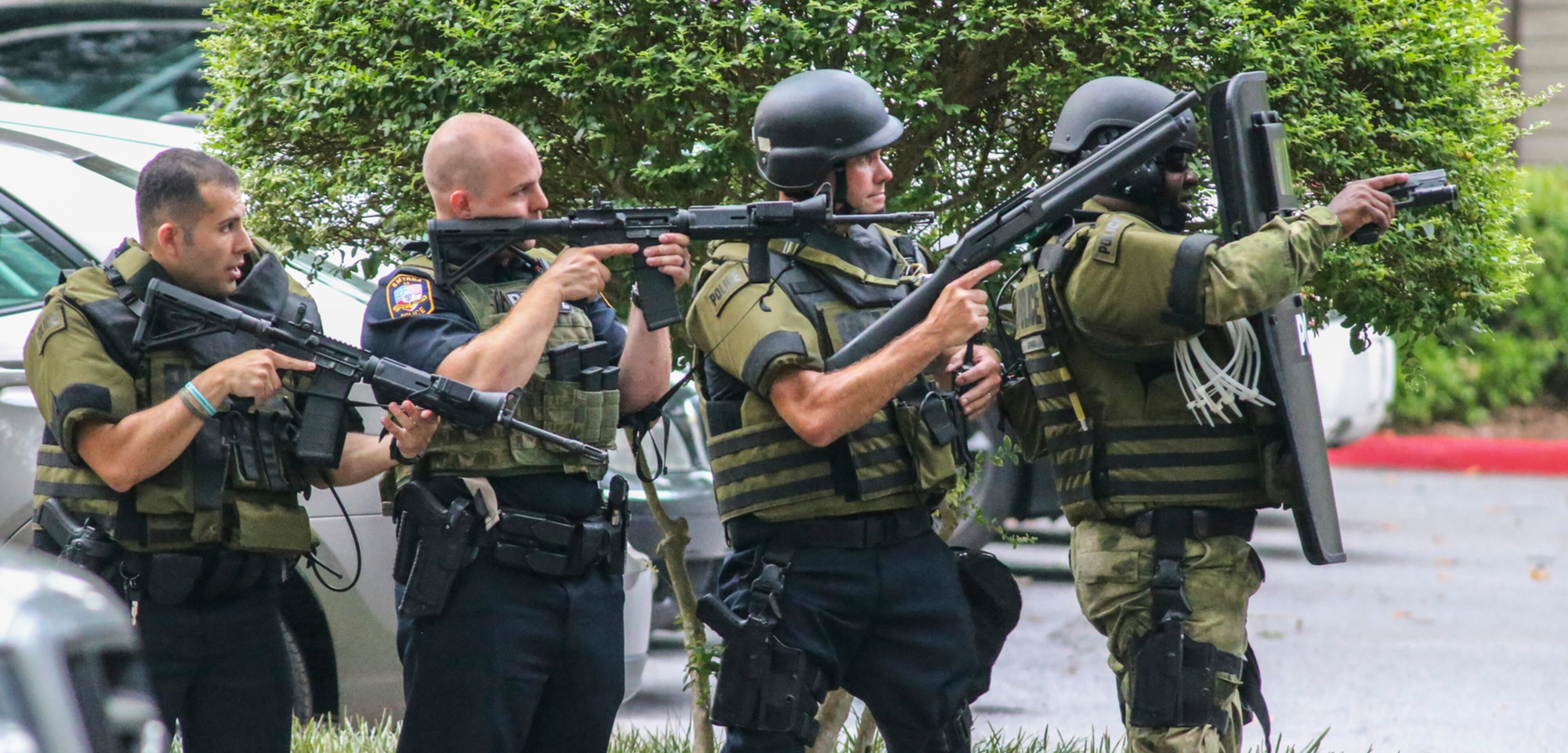 SECONDARY PHOTO - July 1, 2016 Atlanta: Hours after a man with an extensive criminal history barricaded himself inside a Smyrna apartment complex and prompted a standoff early Friday, July 1, 2016 police took the man into custody. About 3 a.m., officers received a phone call about a domestic dispute at the Brighton Way Apartment Homes on Parkway Avenue, Smyrna police spokesman Louis Defense said. Police were familiar with the address. Officers have gone there Òon numerous occasions,Ó Defense said. When they got to the scene Friday, they found a woman with multiple injuries and tried to make contact with a man in the apartment, Defense said. ÒHe told them to go away and barricaded himself inside of the apartment,Ó Defense said. ÒOur hostage negotiators arrived on the scene.Ó They tried to negotiate with him for several hours to no avail. ÒWe introduced a tactical element and he came out peacefully,Ó Defense said. The man, whose name was not released, was taken to the Smyrna City Jail on unspecified charges. The womanÕs condition was not known. JOHN SPINK /JSPINK@AJC.COM