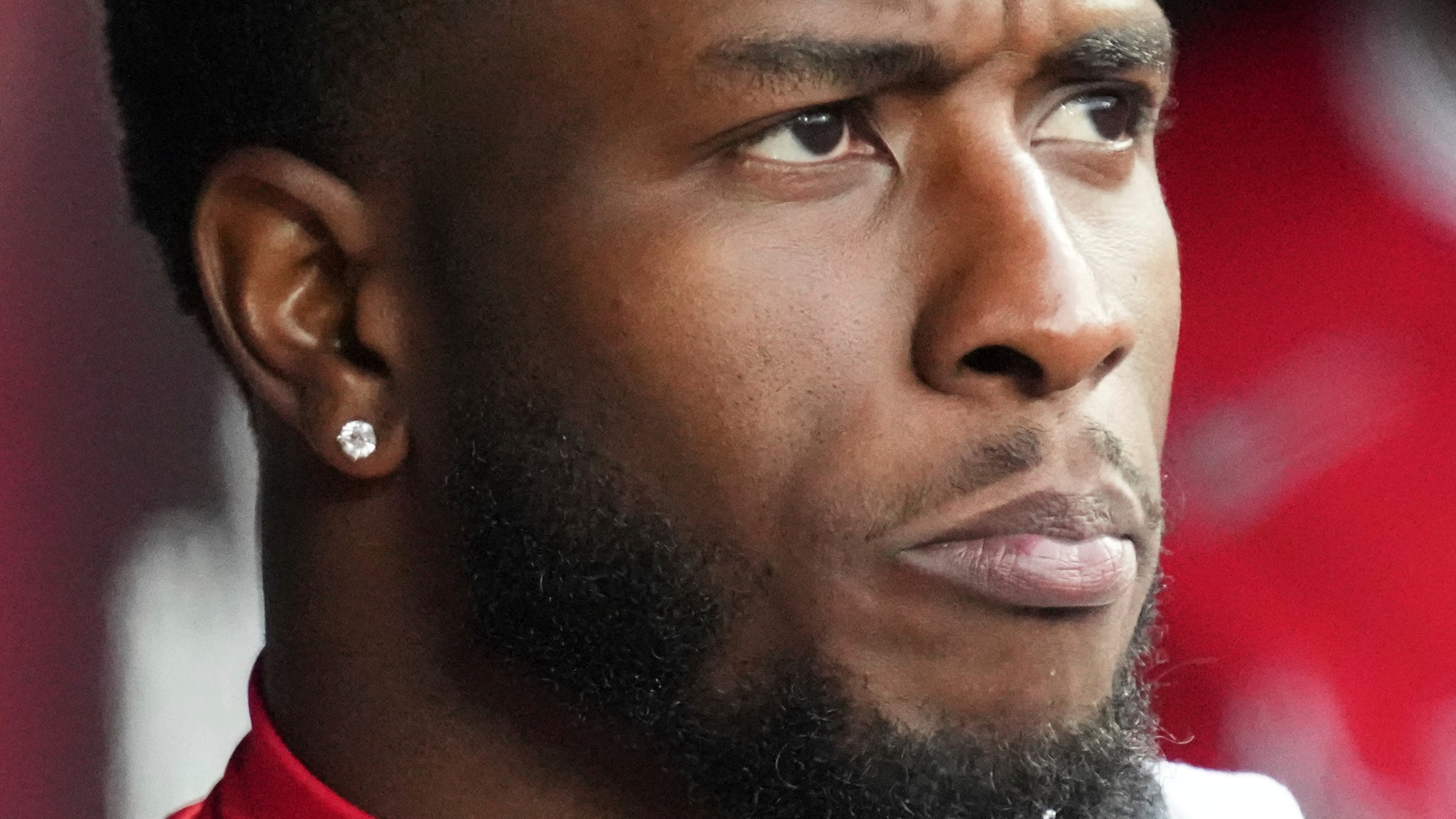 FILE - Tim Anderson, with Los Angeles Angels, looks to the field during the ninth inning of an opening-day baseball game against the Chicago White Sox in Chicago, March 27, 2025. (AP Photo/Nam Y. Huh, File)