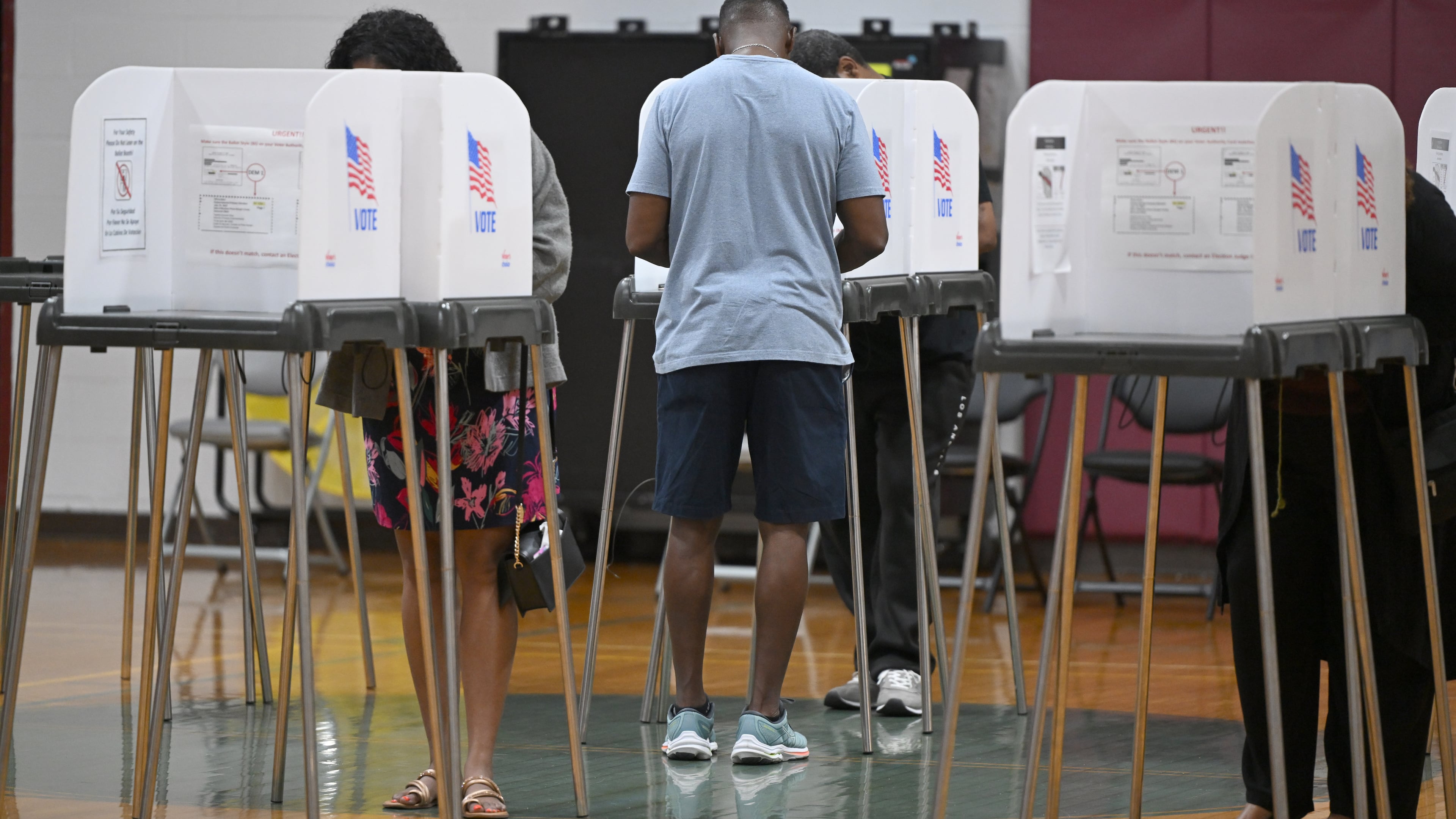 People cast their votes at the Upper Marlboro Community Center Tuesday,, June 23, 2026, in Upper Marlboro, Md. (AP Photo/Gail Burton)