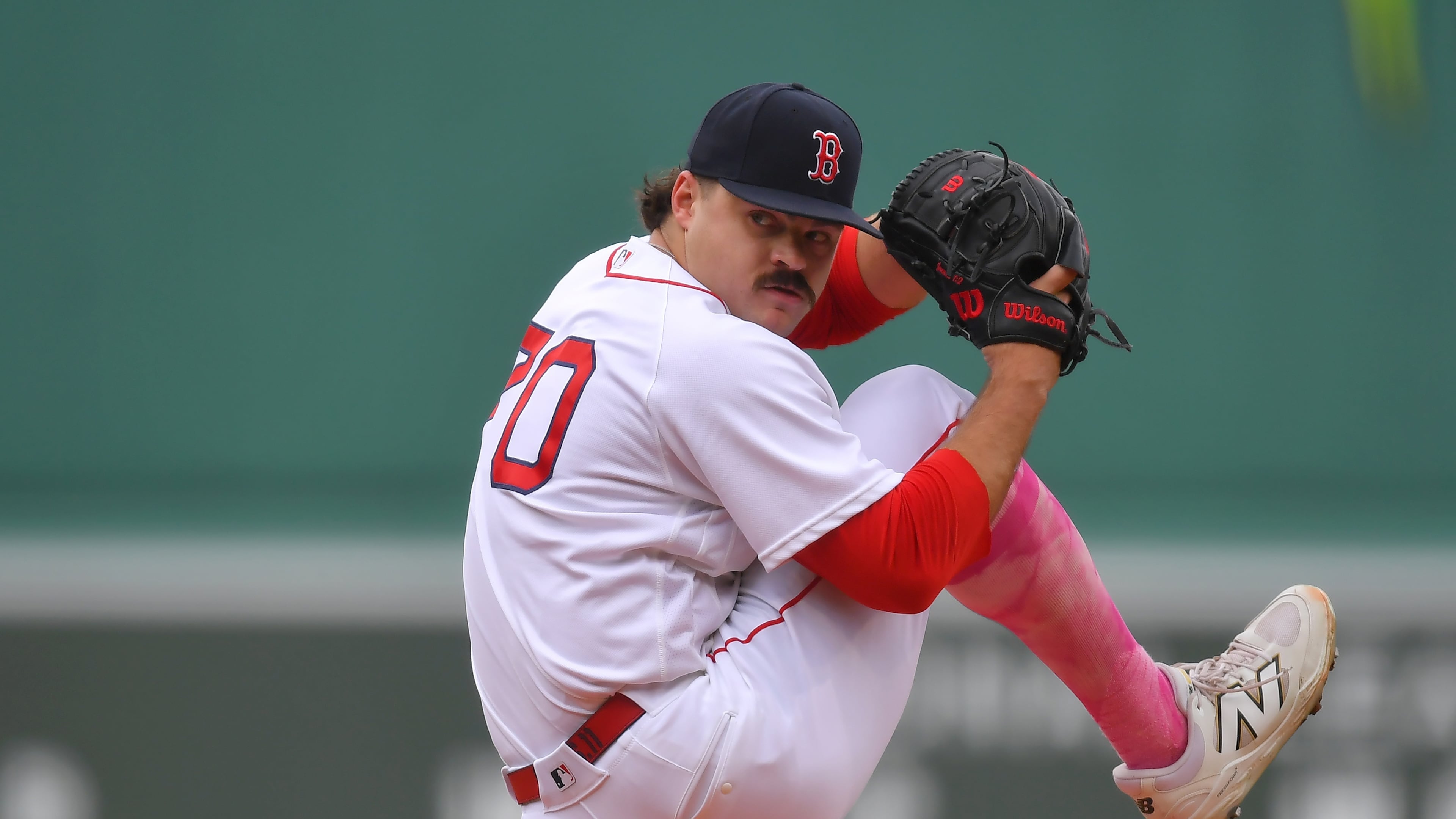 Boston Red Sox's Payton Tolle winds up to pitch to a Tampa Bay Rays batter in the first inning of a baseball game, Sunday, May 10, 2026, in Boston. (AP Photo/Steven Senne)