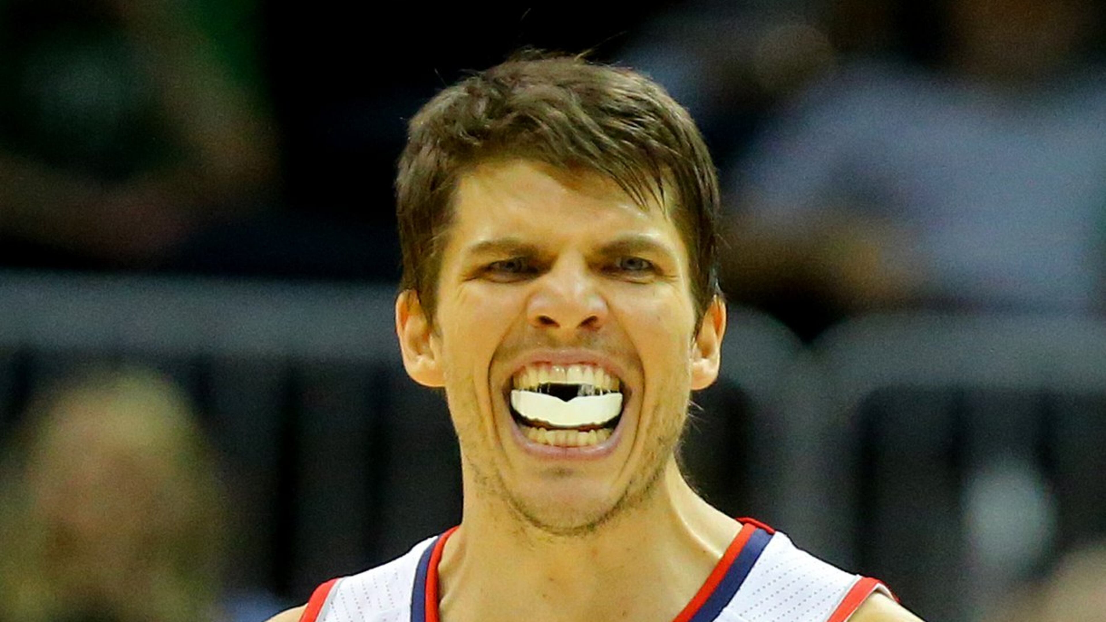 Kyle Korver reacts after he led the Hawks with 24 points in a 109-105 win over the Celtics Tuesday. CURTIS COMPTON / CCOMPTON@AJC.COM