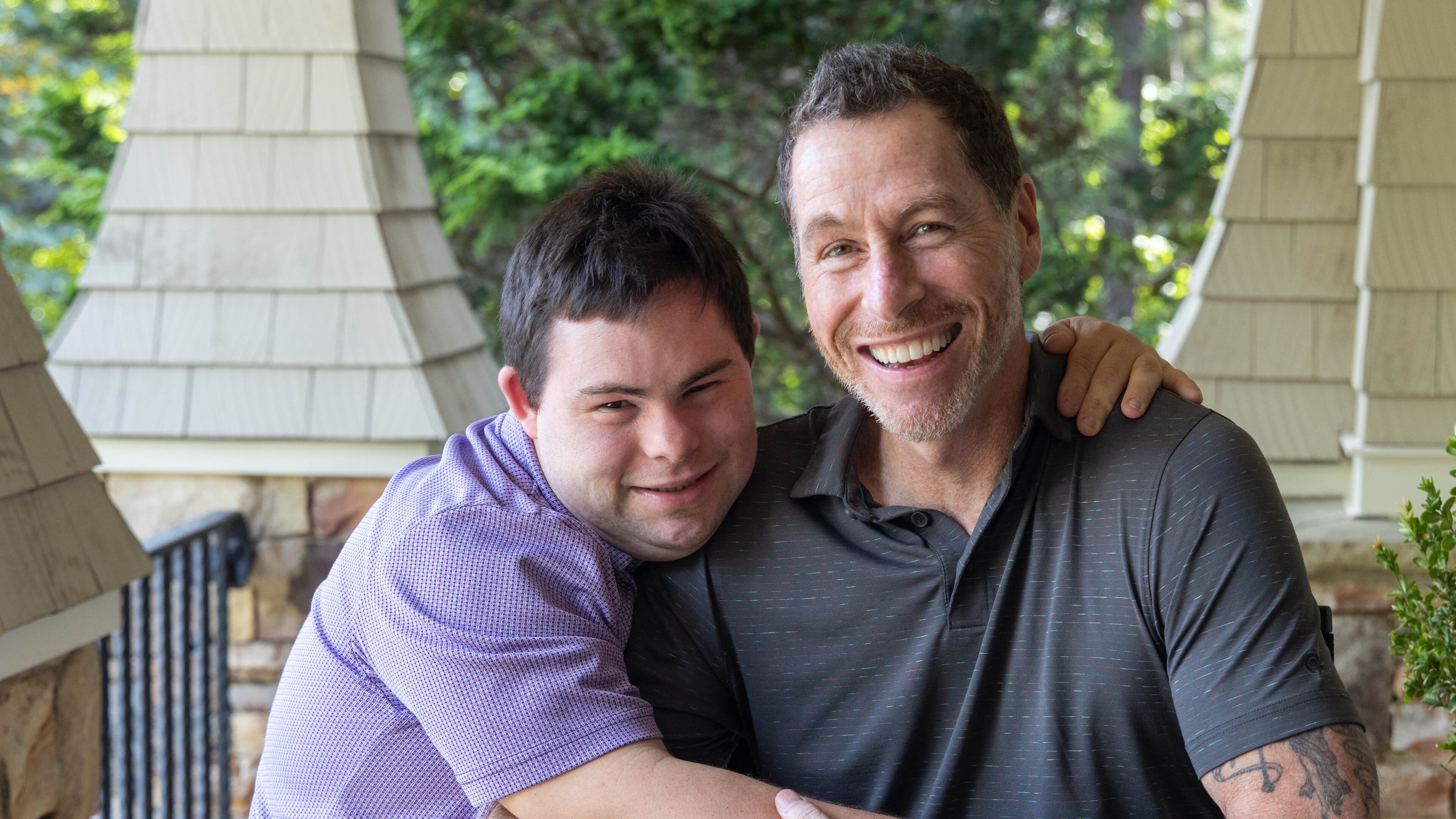 Portrait of David Hughens (left) & Jay Thomas Carr together at Carr's home in Suwanee. Hughens wrote a screenplay called "Made with Love" about a man with Down syndrome who becomes buddies with a senior citizen. Hughens' inspiration for the movie was Jay, who has Down syndrome, and who will be starring in the movie. PHIL SKINNER FOR THE ATLANTA JOURNAL-CONSTITUTION
