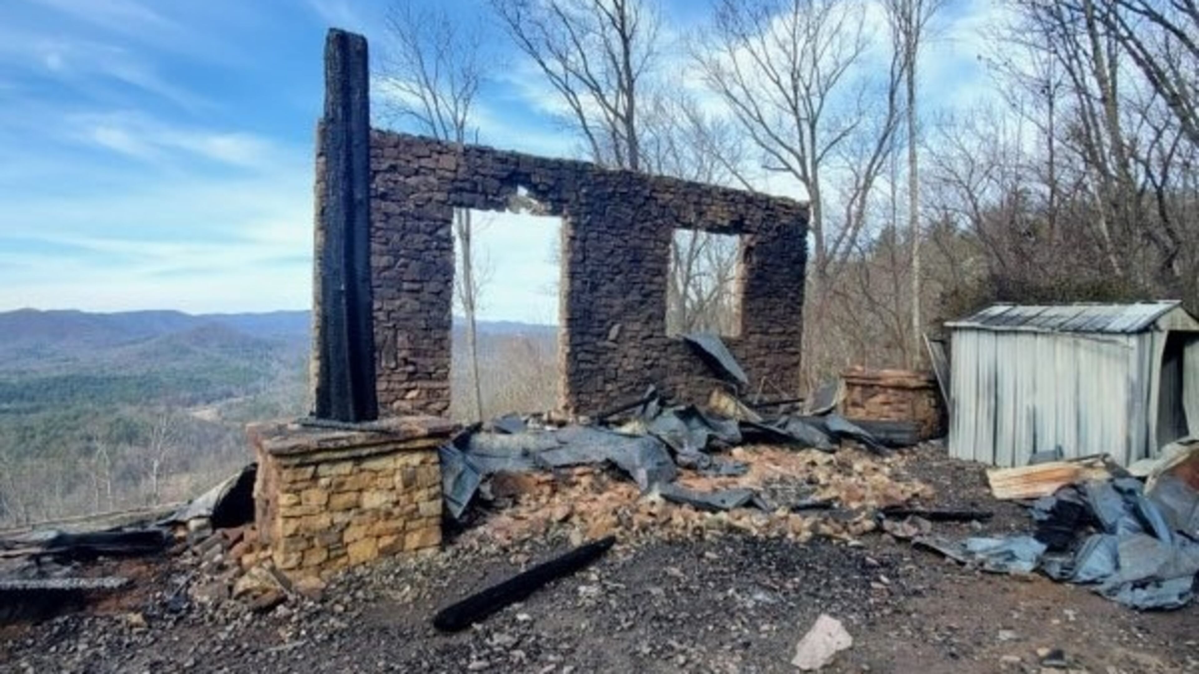 Remains of the Blue Ridge house owned by Nicholas Libertin after the Jan. 4 fire. (Courtesy photo)