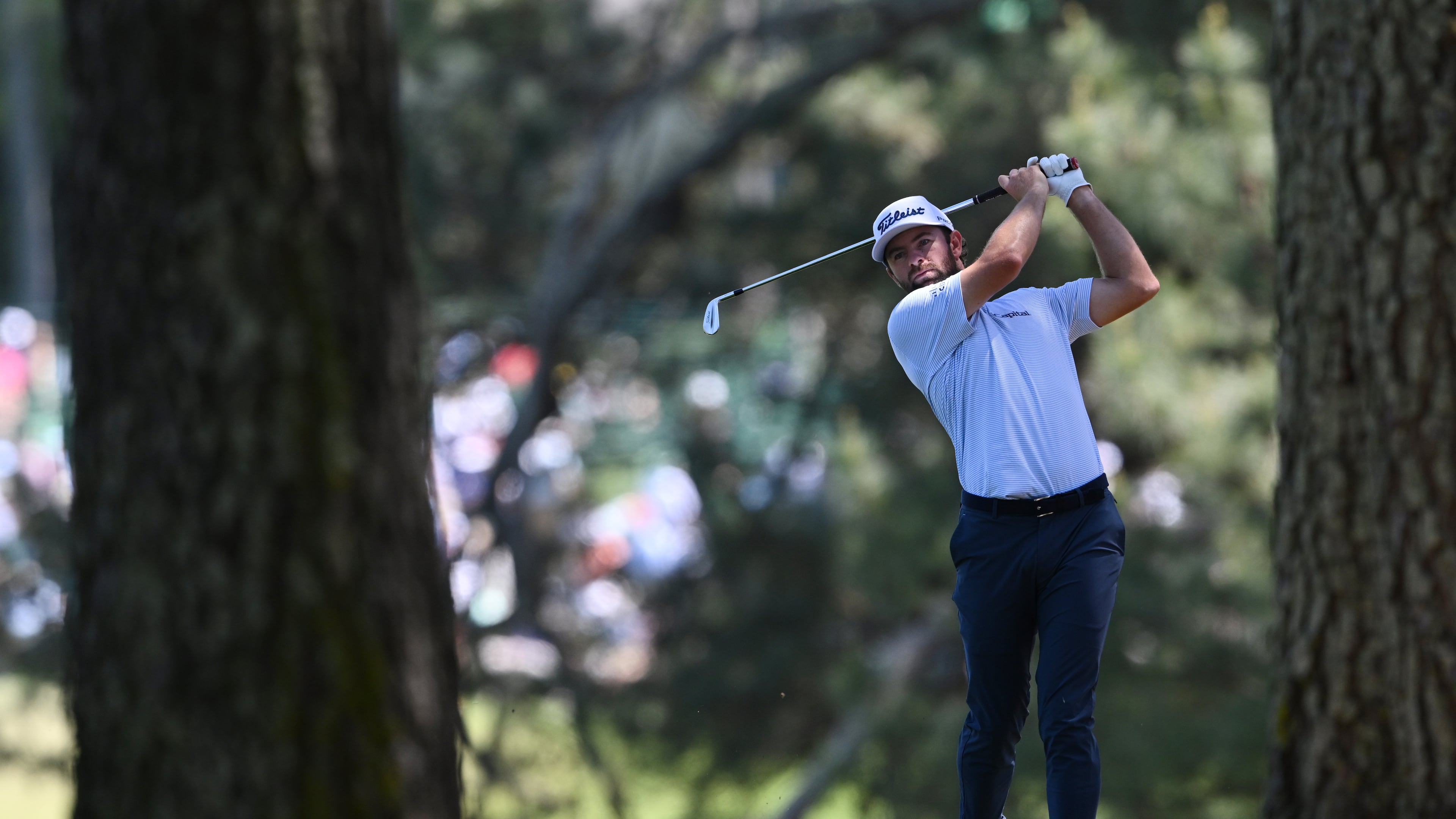 Cameron Young hits from first fairway during third round at the 2024 Masters Tournament at Augusta National Golf Club, Saturday, April 13, 2024, in Augusta, Ga. (Hyosub Shin/AJC)