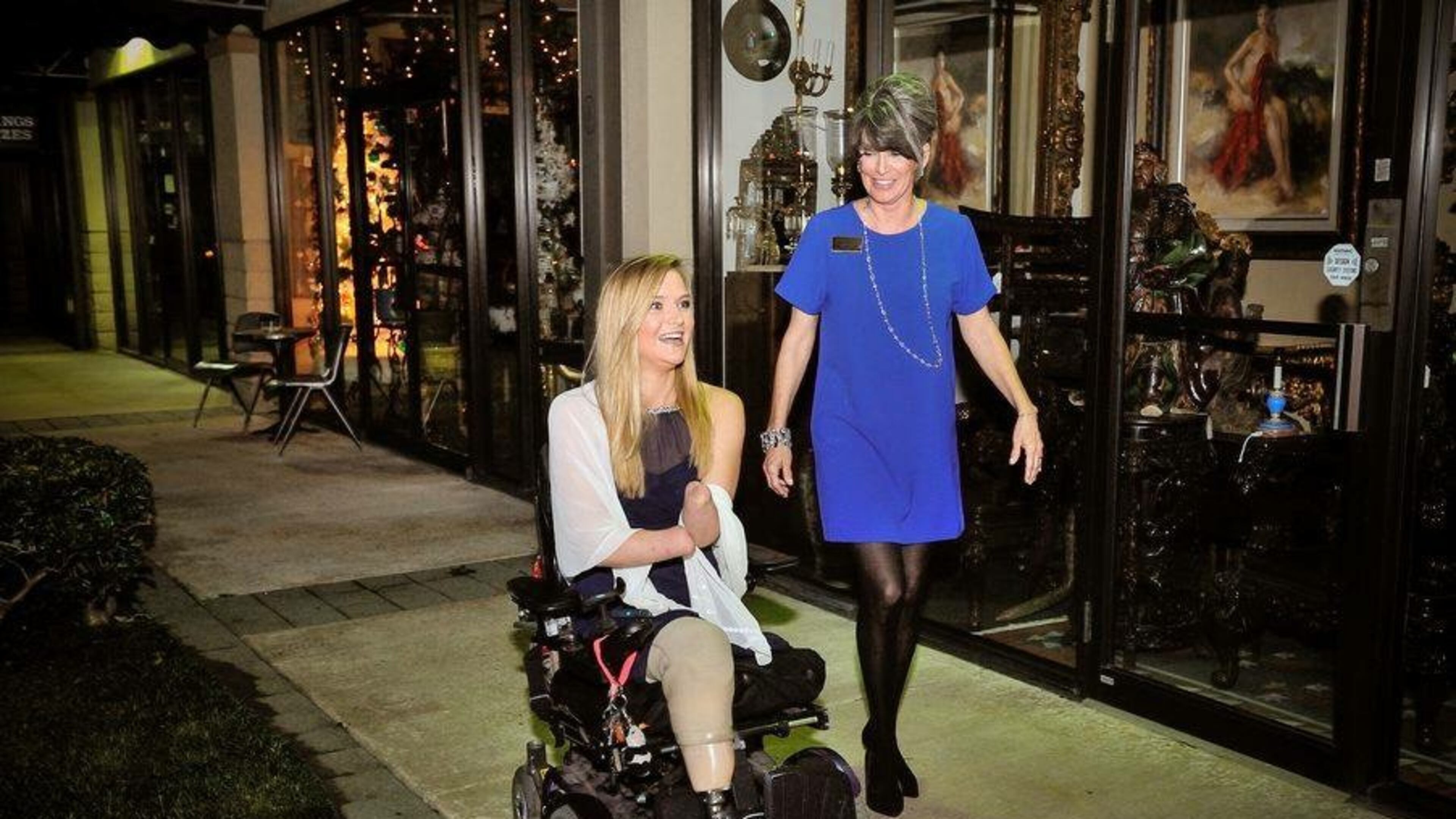 Aimee Copeland with Seraphim founder and owner Lil Dyer Cobbs. The two became quick friends after Copeland was injured in a zip-line accident in 2012.