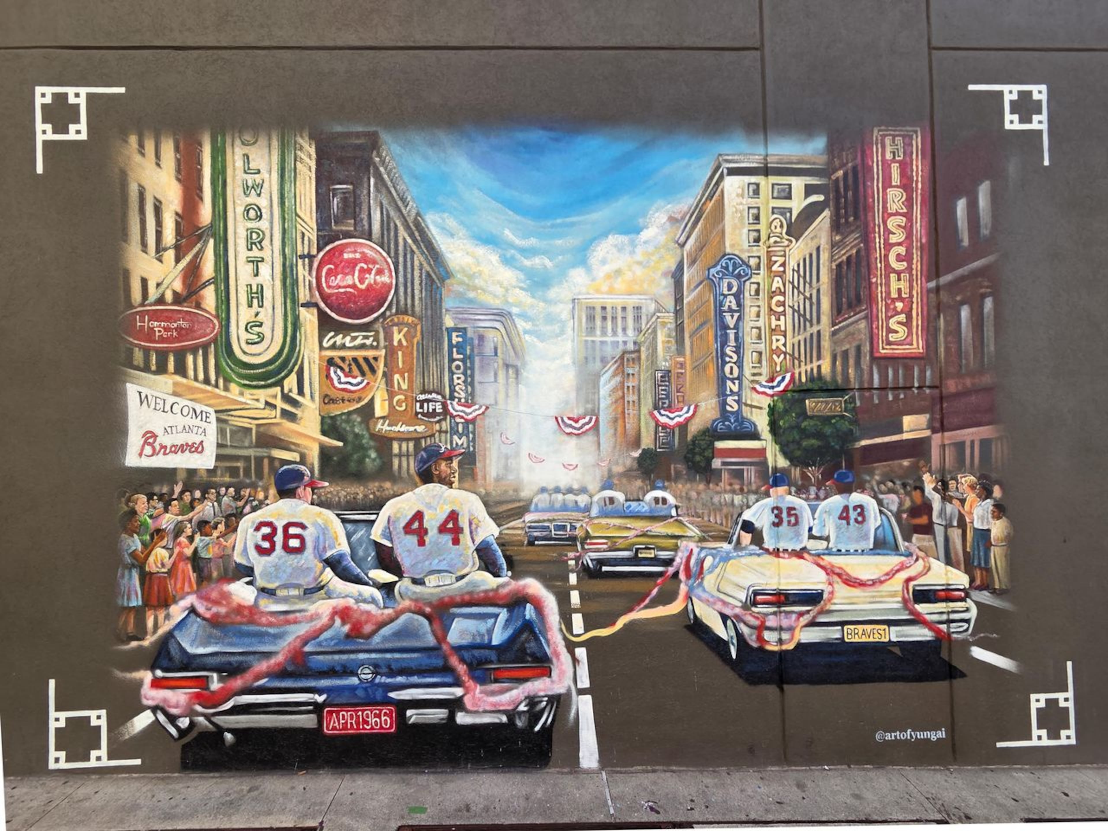 Muhammad Yungai's untitled mural celebrates Major League Baseball's 1966 arrival in Atlanta. (Courtesy of Arthur Rudick)