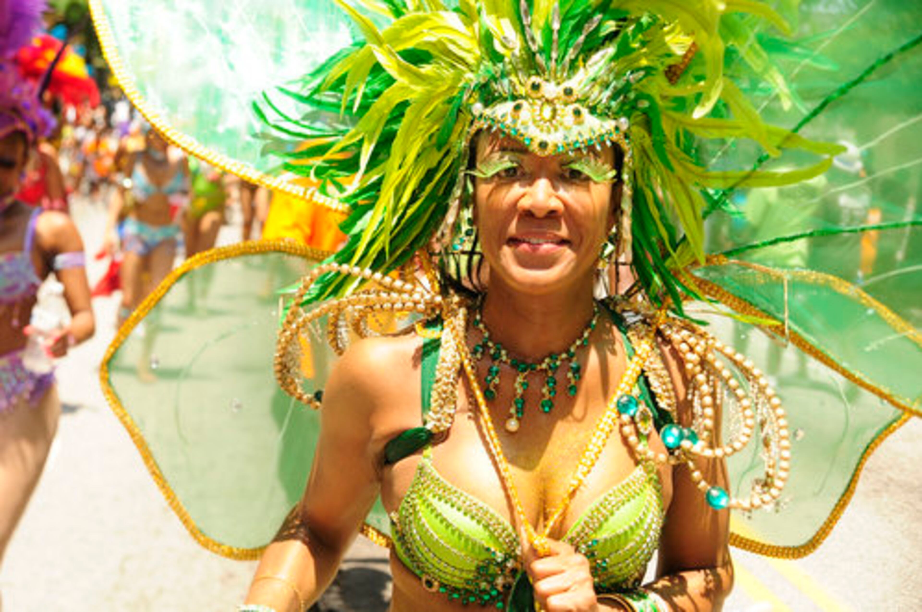 Green was the 'in' color at the 2011 Atlanta Caribbean Carnival Parade.