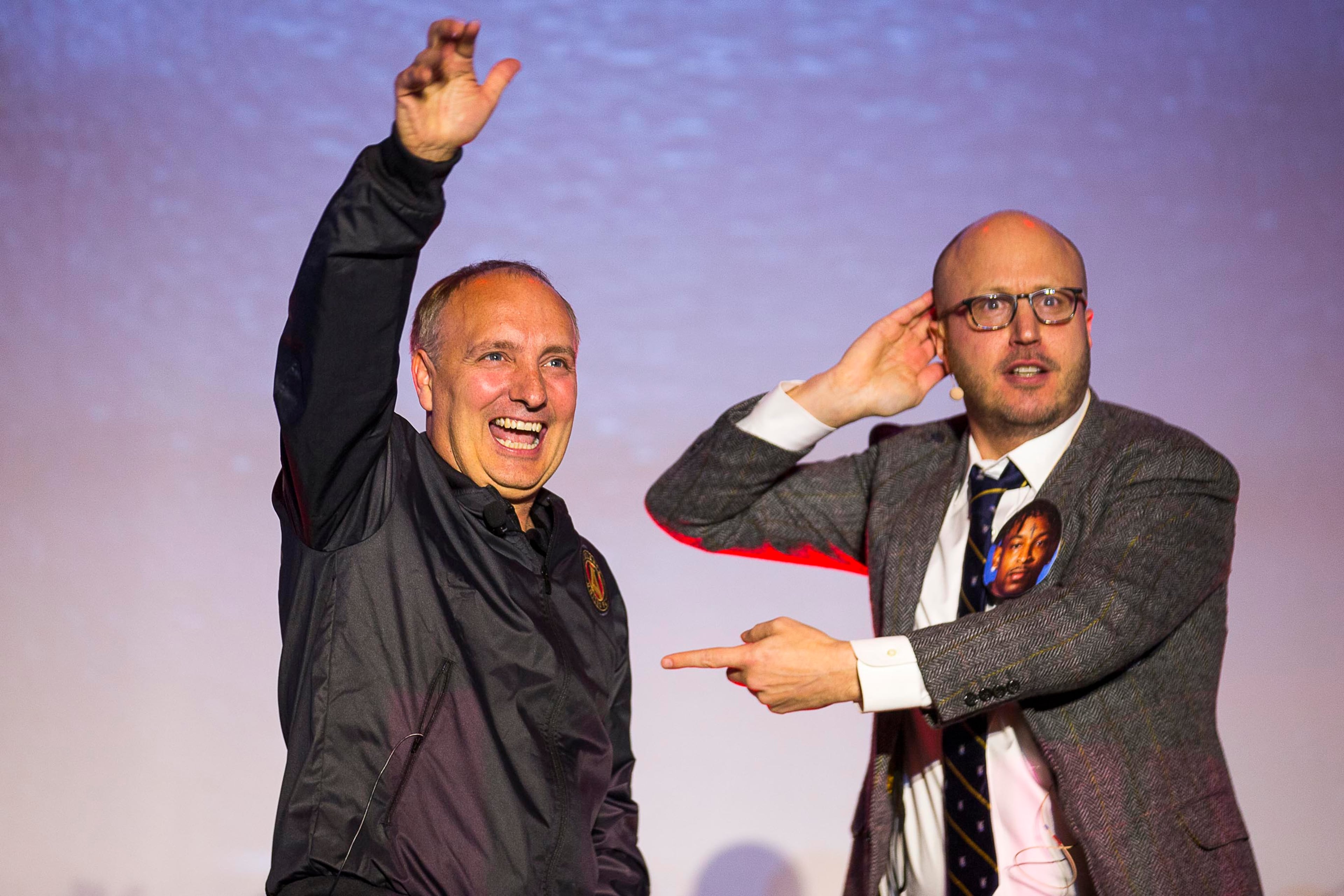 Atlanta United President Darren Eals is introduced to the crowd. (ALYSSA POINTER/ALYSSA.POINTER@AJC.COM)