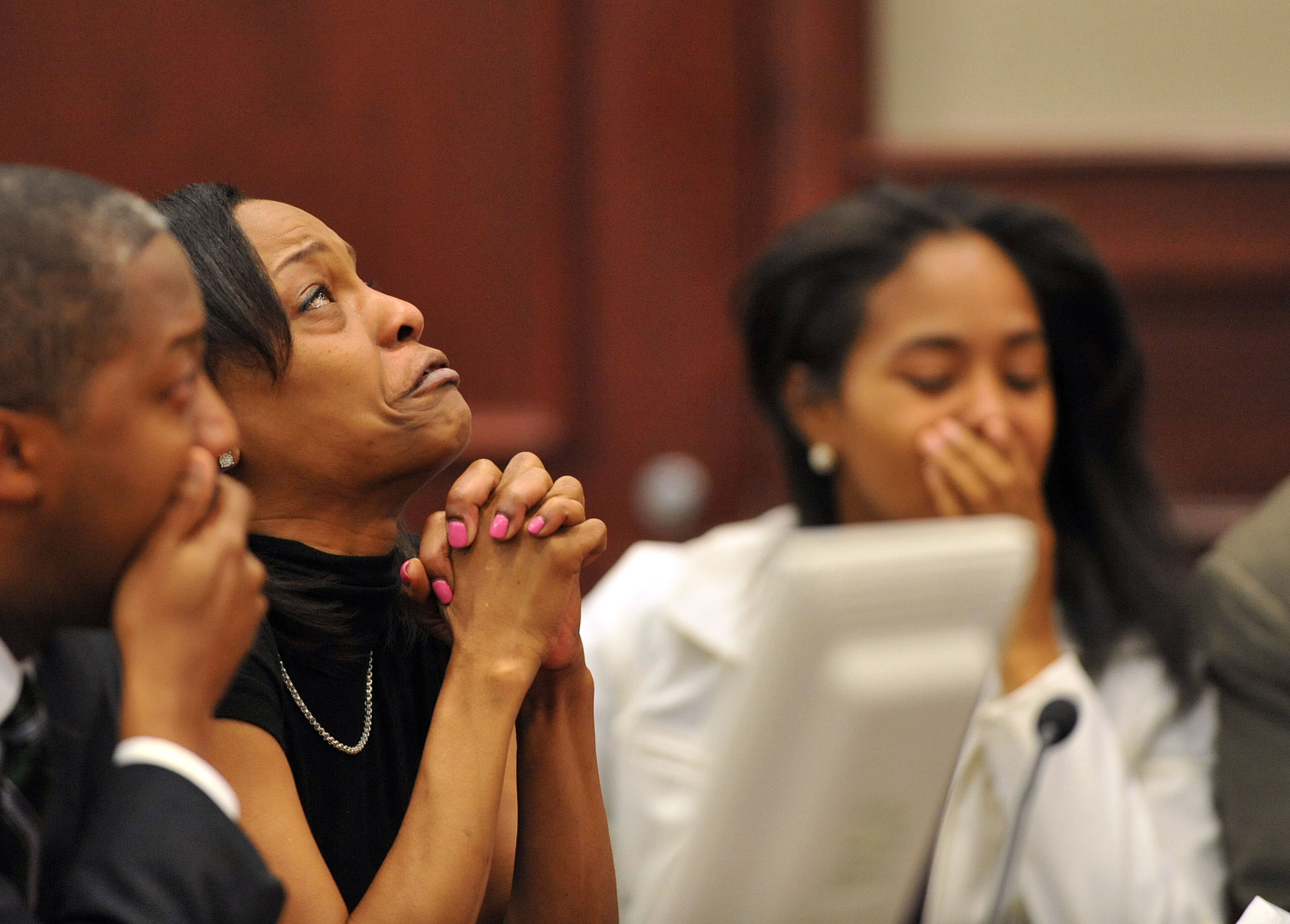 Fallings and her daughter react after sentencing.