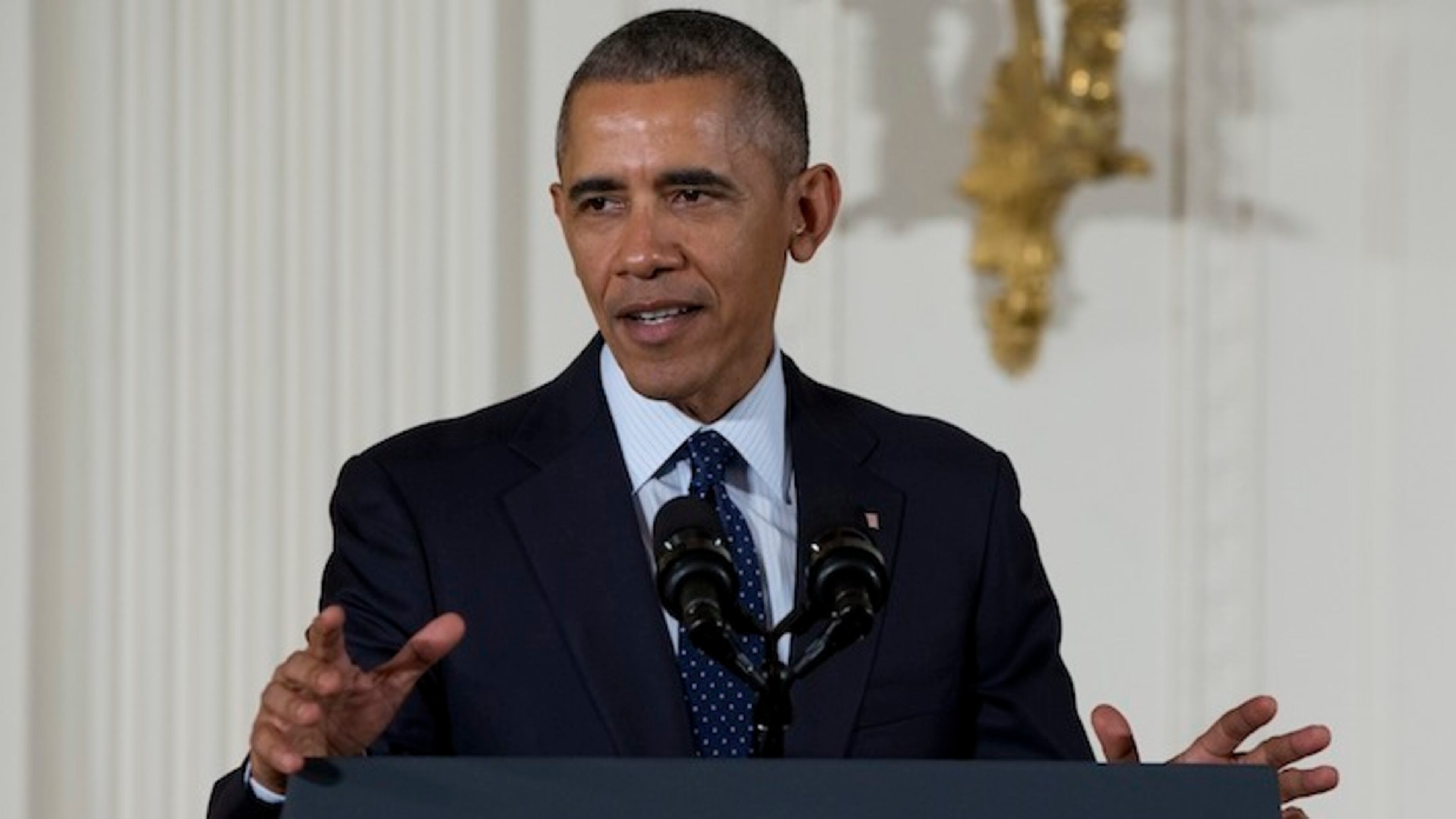 President Barack Obama during a ceremony in the East Room of the White House in Washington, Thursday, May 19, 2016, to award National Medals of Science and National Medals of Technology and Innovation to 17 scientists, engineers, mathematicians and innovators. (AP Photo/Carolyn Kaster)