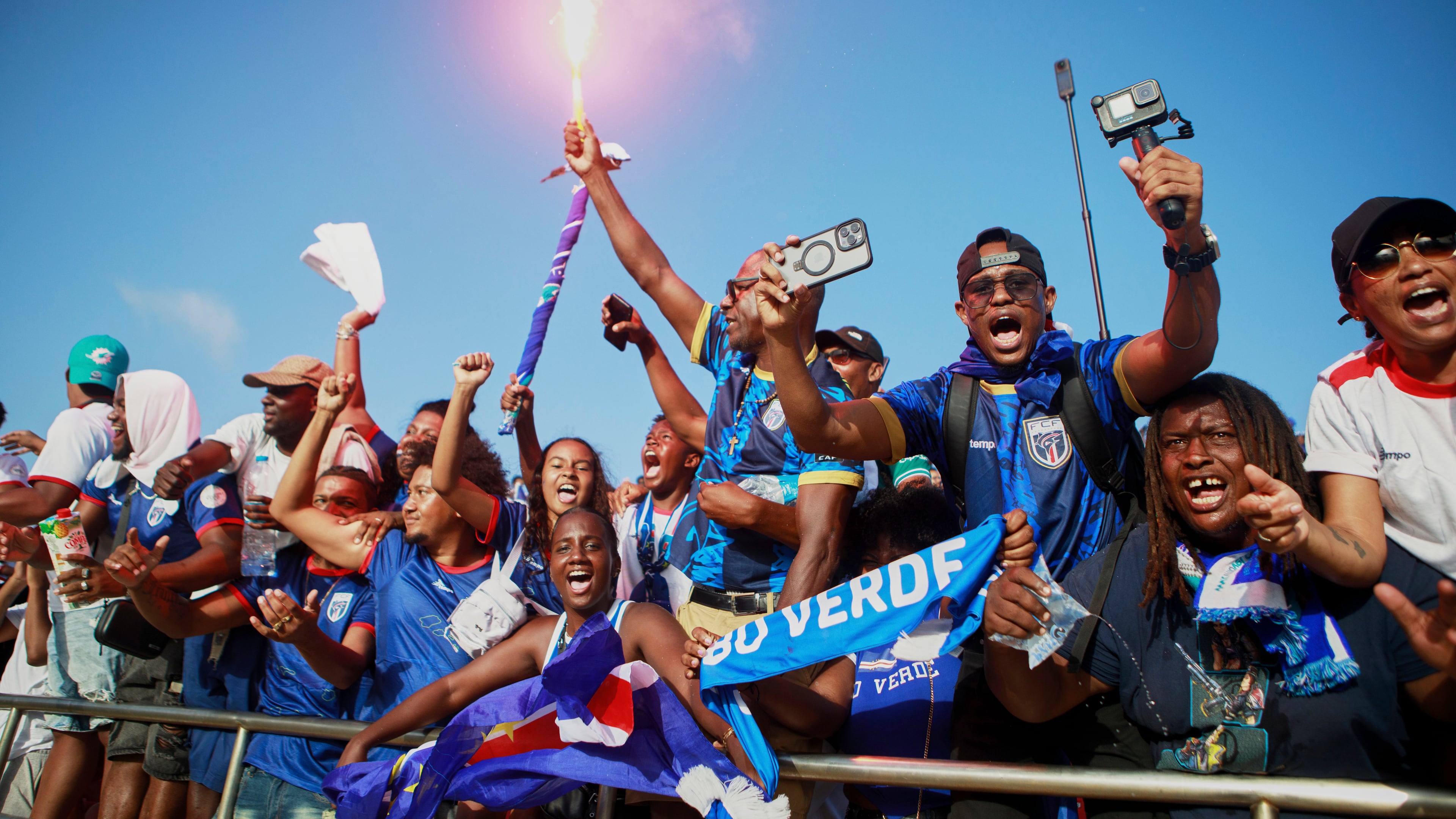 Fans celebrate after Cape Verde defeats Eswatini in October to qualify for the 2026 World Cup. (Cristiano Barbosa/AP 2025)