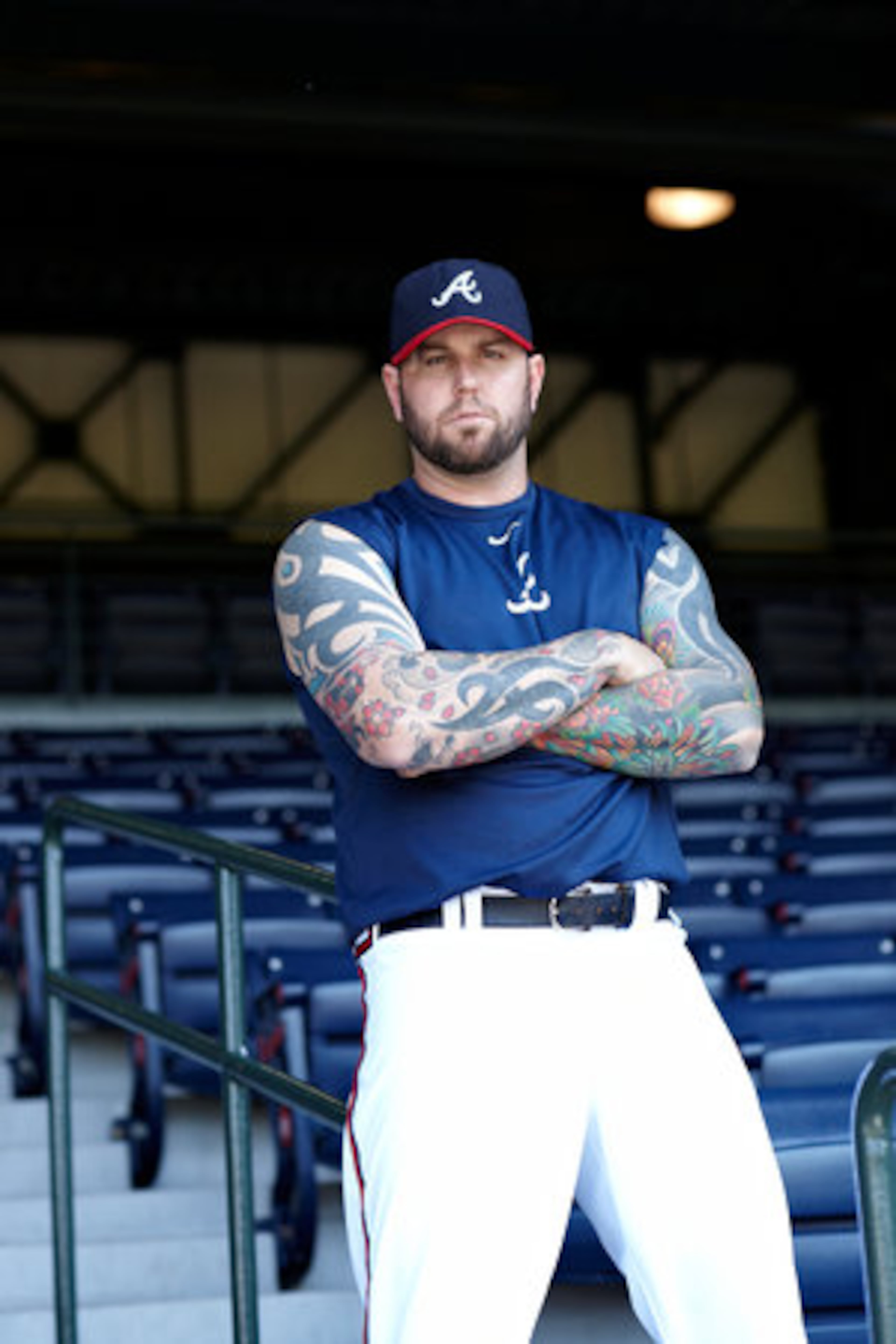 Braves relief pitcher Peter Moylan guesses he has spent 100 hours having both arms and his back inked since getting his first tattoo when he was "17 and impressionable. Walked into a tattoo shop in Fort Myers and thought, 'Oh, that'd be cool.' It's not cool at all." The Australian got an 8-ball on his left shoulder that he has since covered "because I don't play pool."