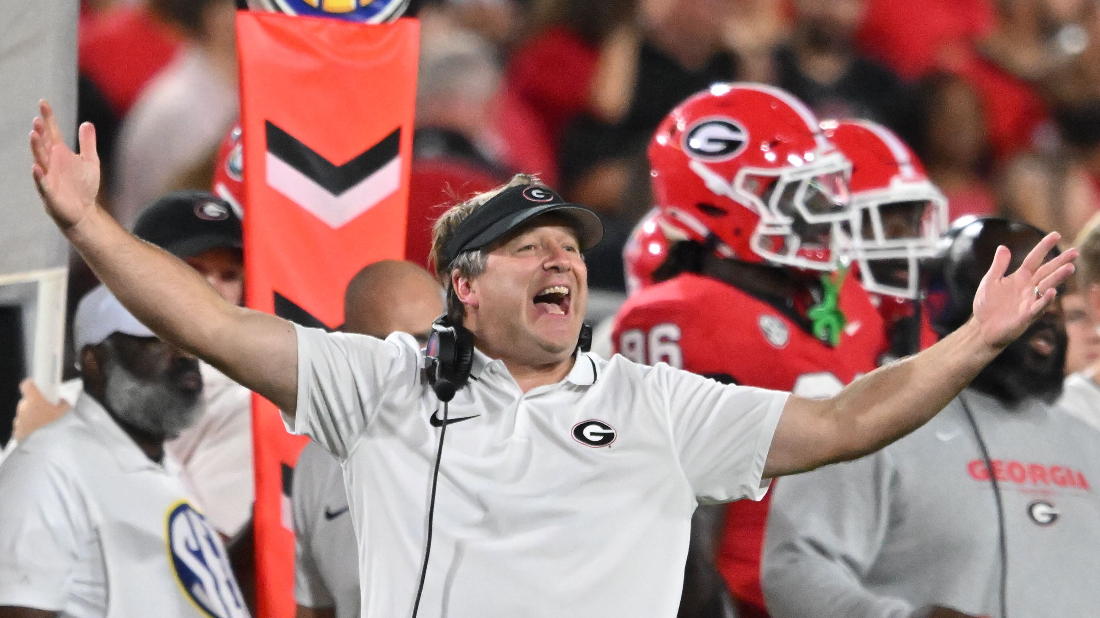 Georgia coach Kirby Smart has led the Bulldogs to 23 straight SEC wins, 34 straight regular-season wins and 24 consecutive wins overall.