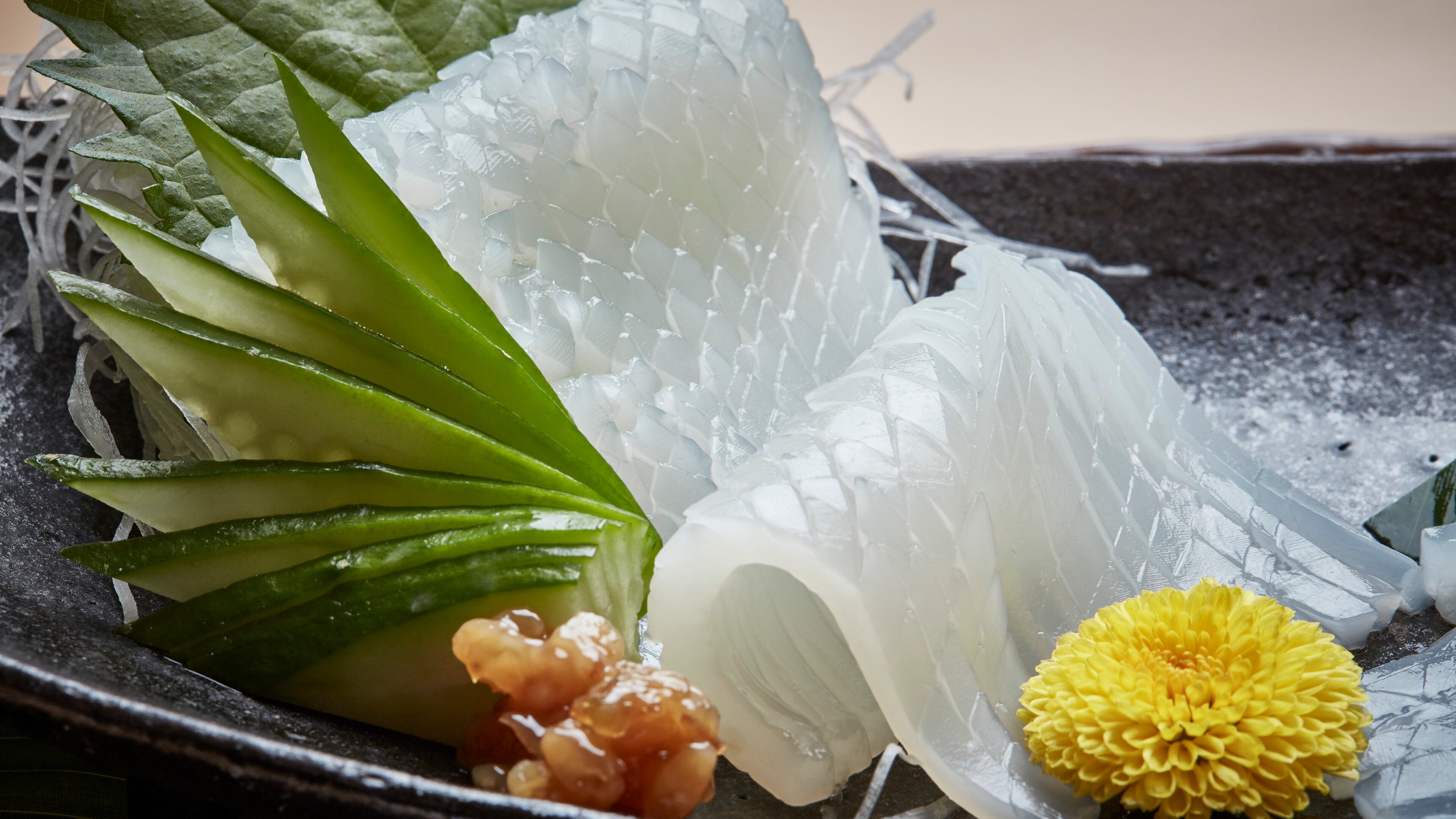 Squid at Yamashita Restuarant in Kanazawa, Japan, Jan. 2016. A second culinary wave is afoot all over the country, driven by young chefs advancing the cause of native ingredients and originality.