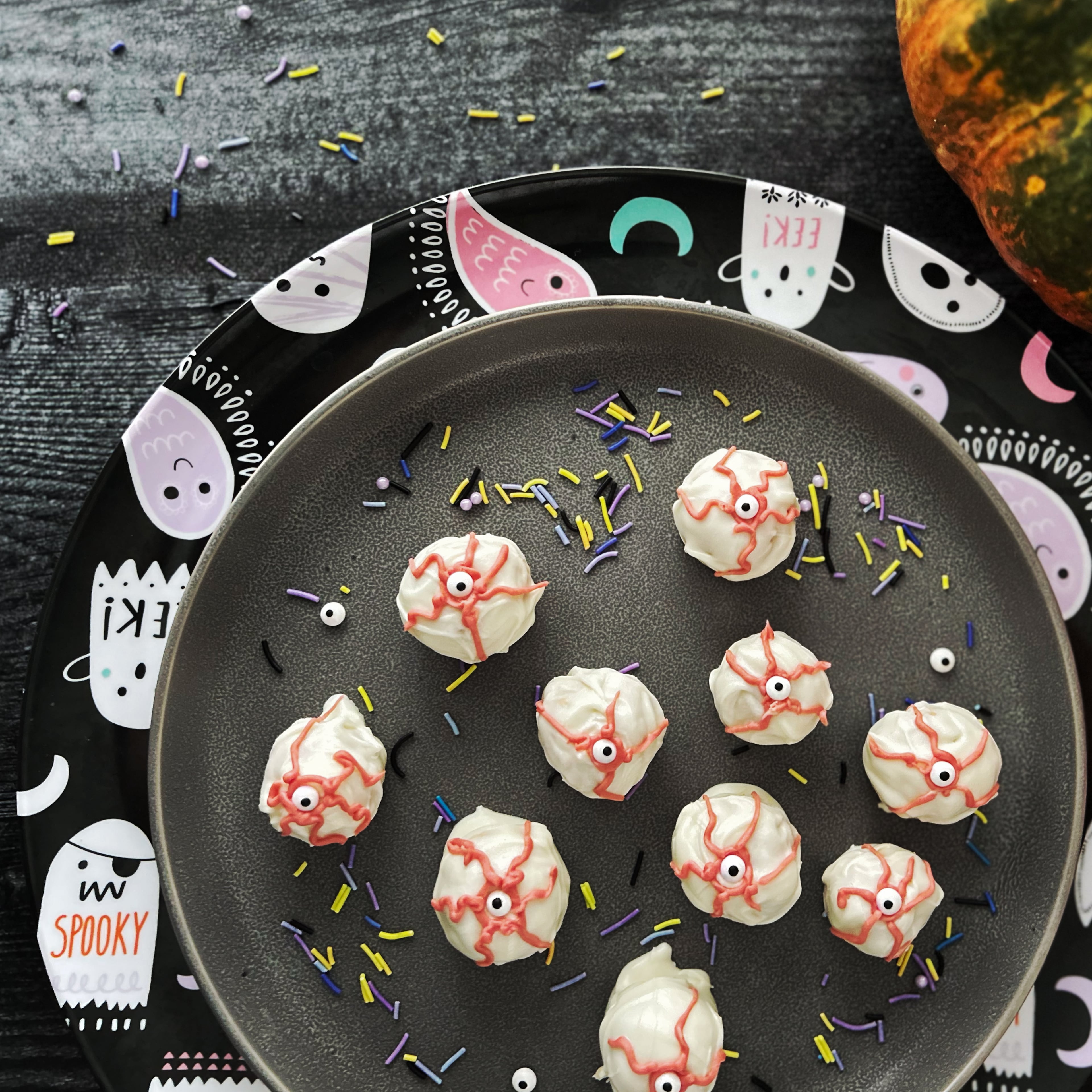 Peanut butter eyeballs are a spooky, no-bake recipe adapted from a 2007 Atlanta Journal-Constitution article. (Candy Hom for the AJC)