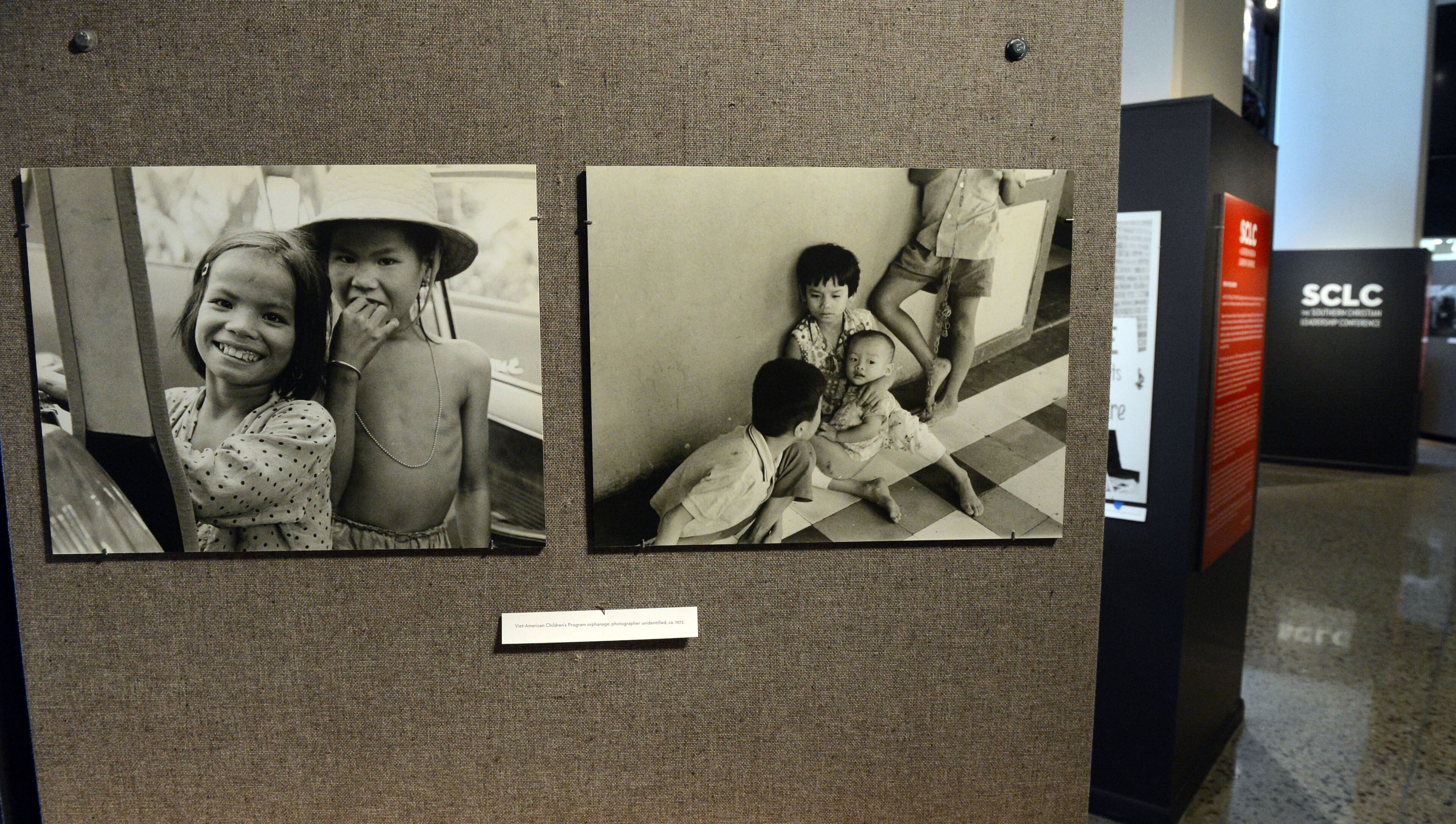 Photos from an exhibition featuring materials from the Southern Christian Leadership Conference (SCLC) archive.