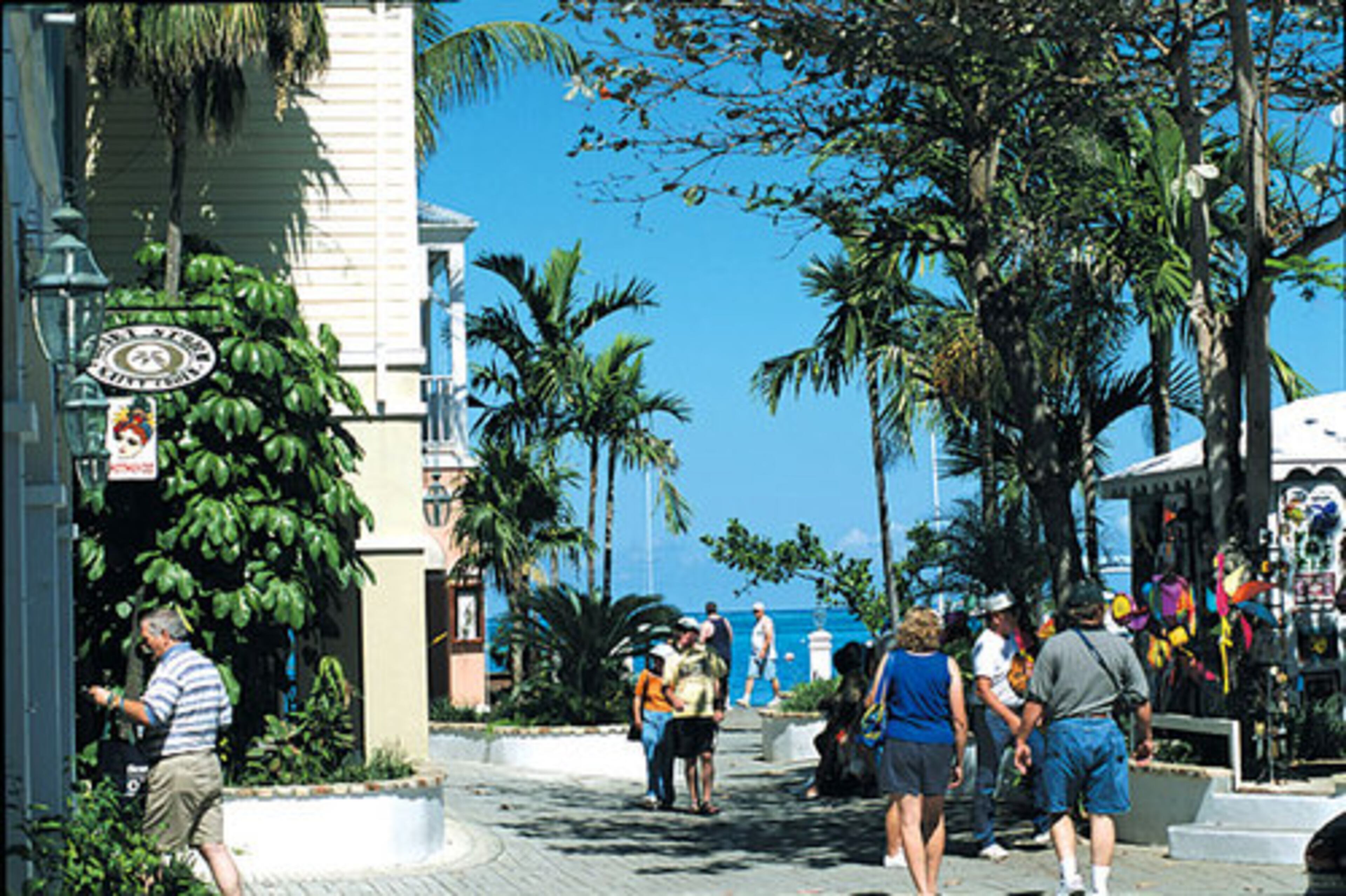 The waterfront in Christiansted, St. Croix, is popular with shoppers and those wanting to take a cruise.