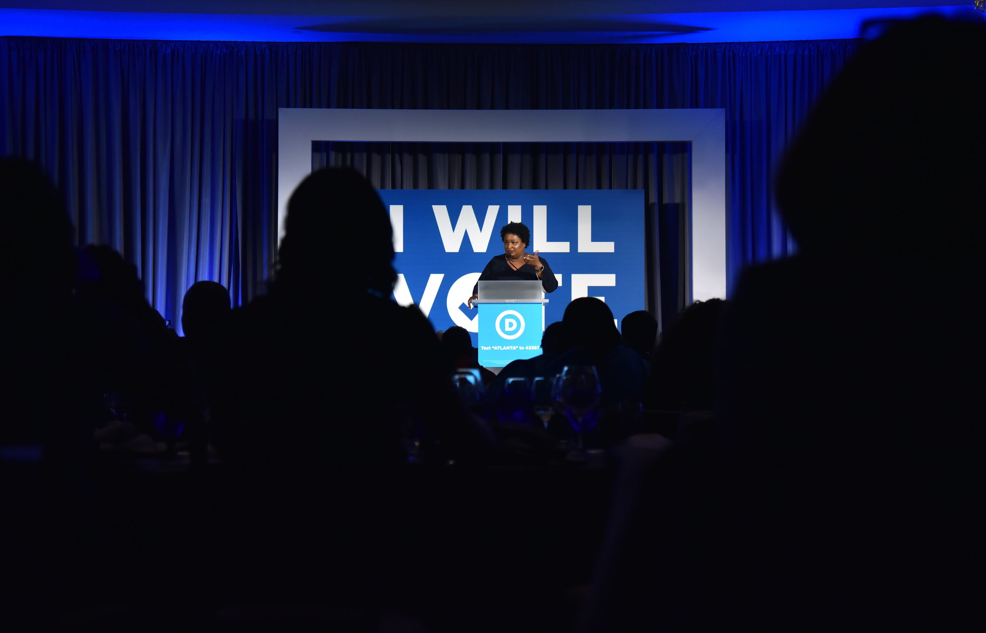 June 6, 2019 Atlanta - Stacey Abrams speaks during the DNC's IWillVote Gala at Flourish Atlanta on Thursday, June 6, 2019. White House hopefuls court Georgia: Presidential candidates swarmed Atlanta on Thursday for a convention geared at African-American strategists and a joint fundraiser featuring four of the best known Democratic contenders on the same stage. HYOSUB SHIN / HSHIN@AJC.COM