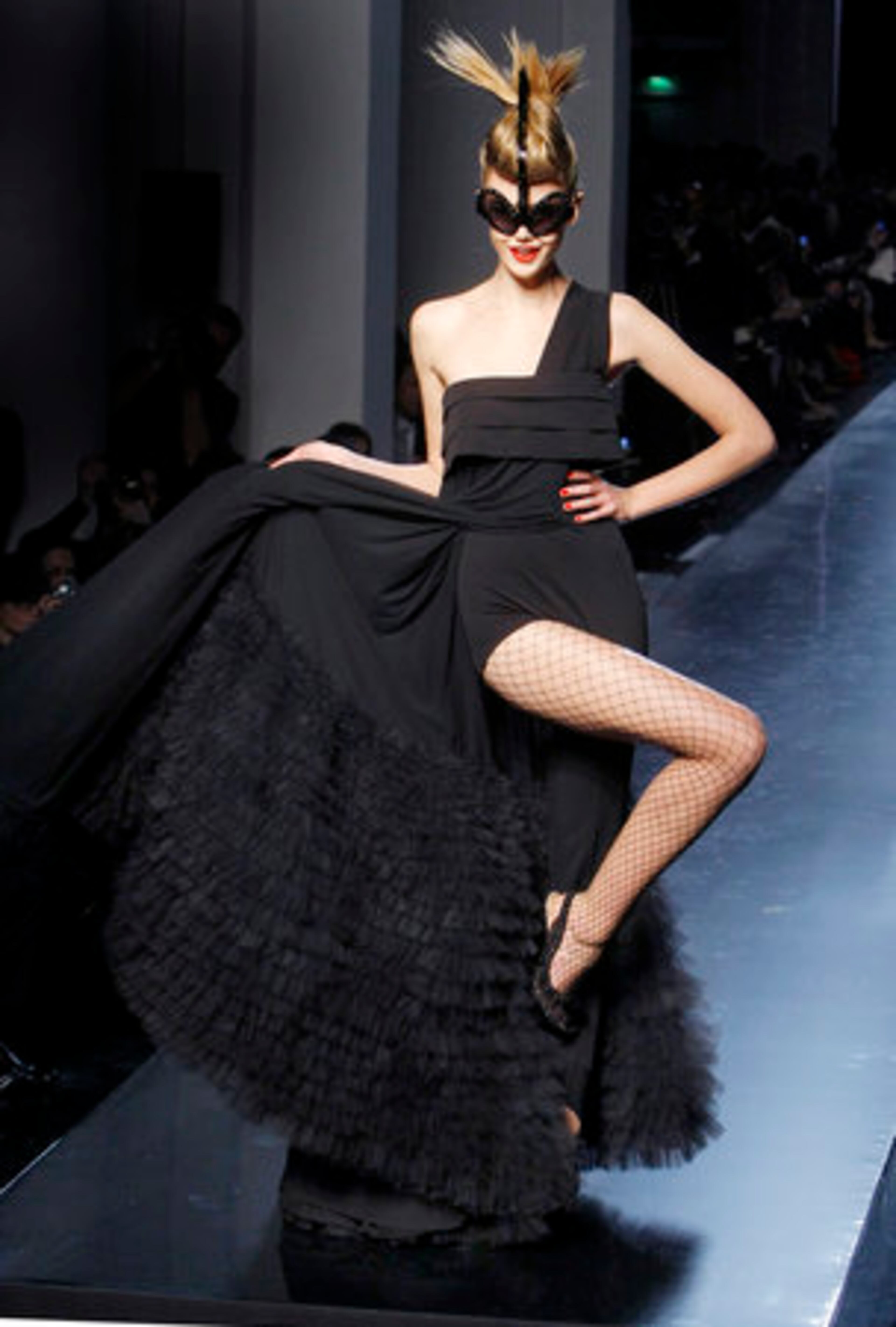 Ruffles and fishnets evoked the cancan feel of Paris.