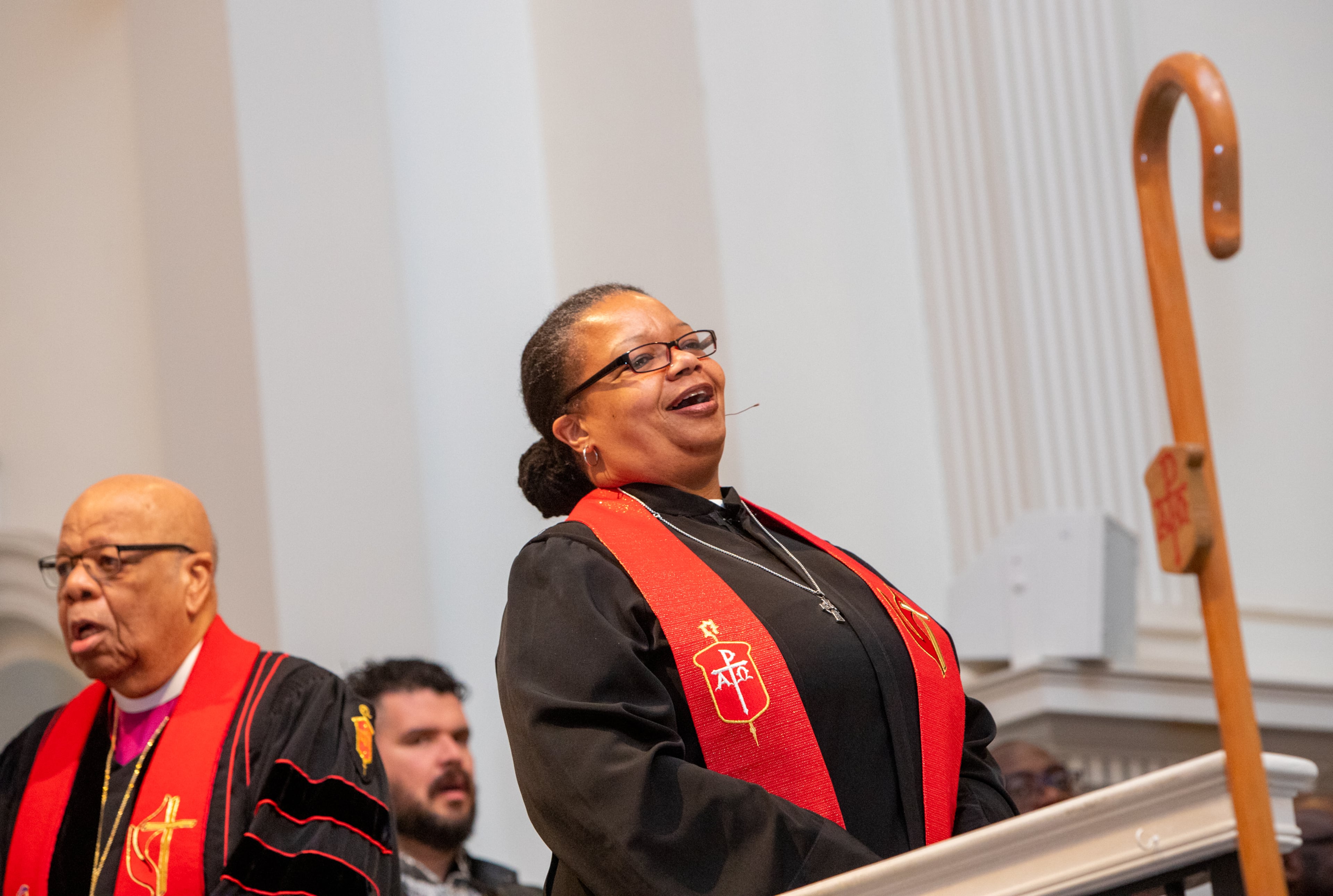 Bishop Robin Dease was installed as leader of the North Georgia Conference United Methodist Church on Sunday, Jan 8, 2023. (Jenni Girtman for the Atlanta Journal-Constitution)