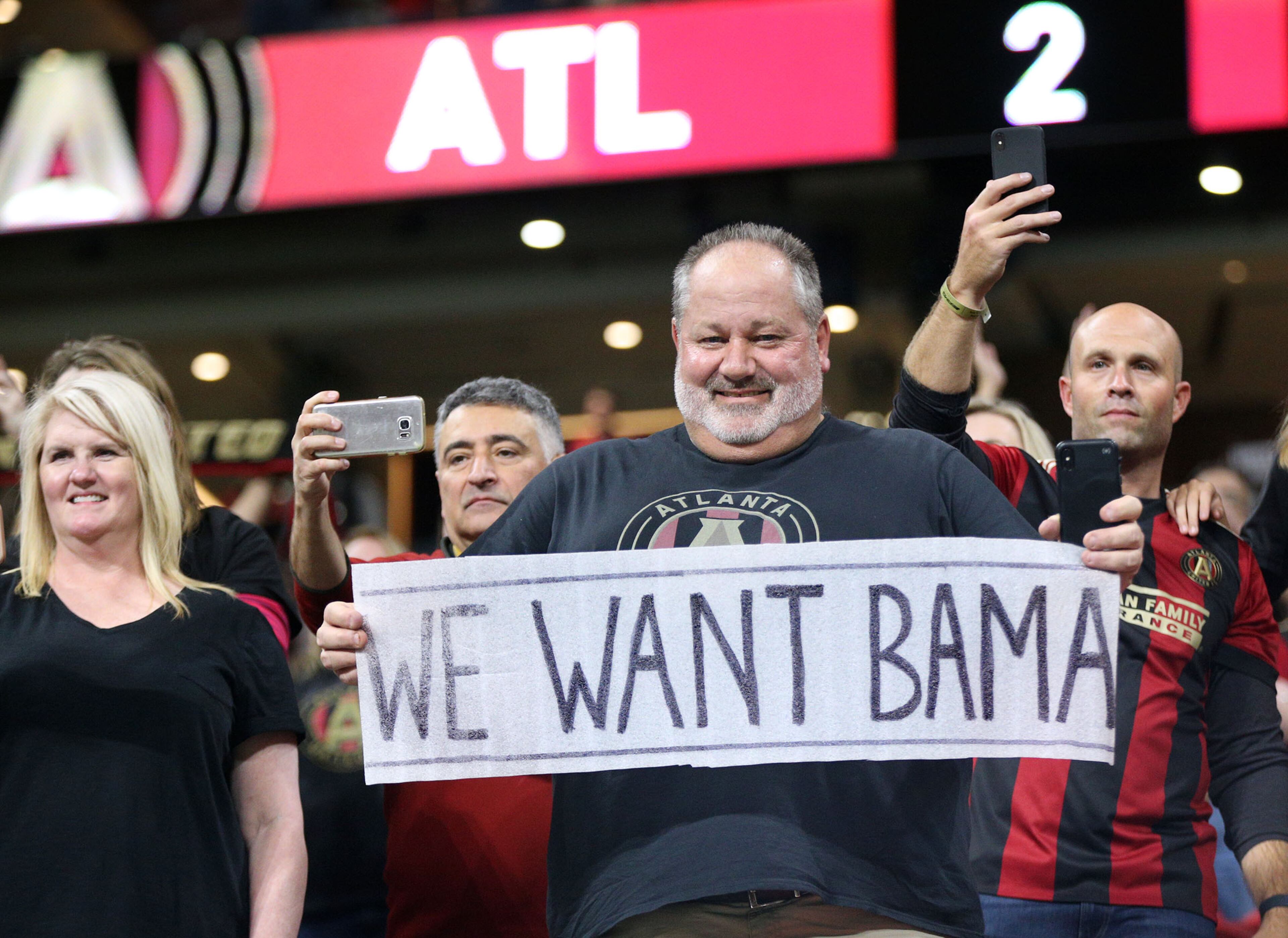 An Atlanta United fan wants Alabama while celebrating his team winning the MLS CUP 2-0 over the Portland Timbers on Saturday, Dec 8, 2018, in Atlanta. Curtis Compton/ccompton@ajc.com