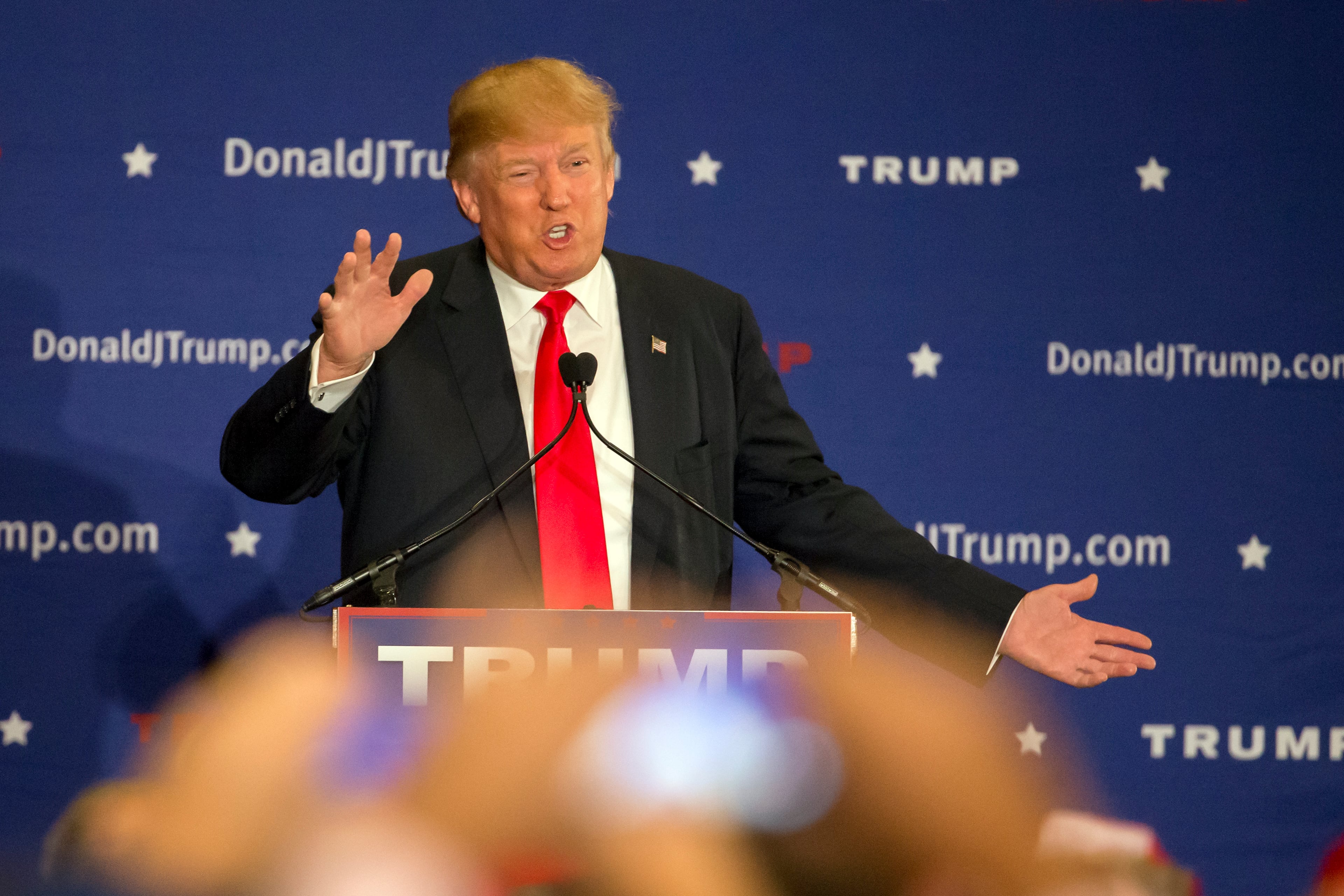 Republican presidential candidate Donald Trump speaks at a campaign stop in Hilton Head Island, S.C., Wednesday, Dec. 30, 2015. (AP Photo/Stephen B. Morton)