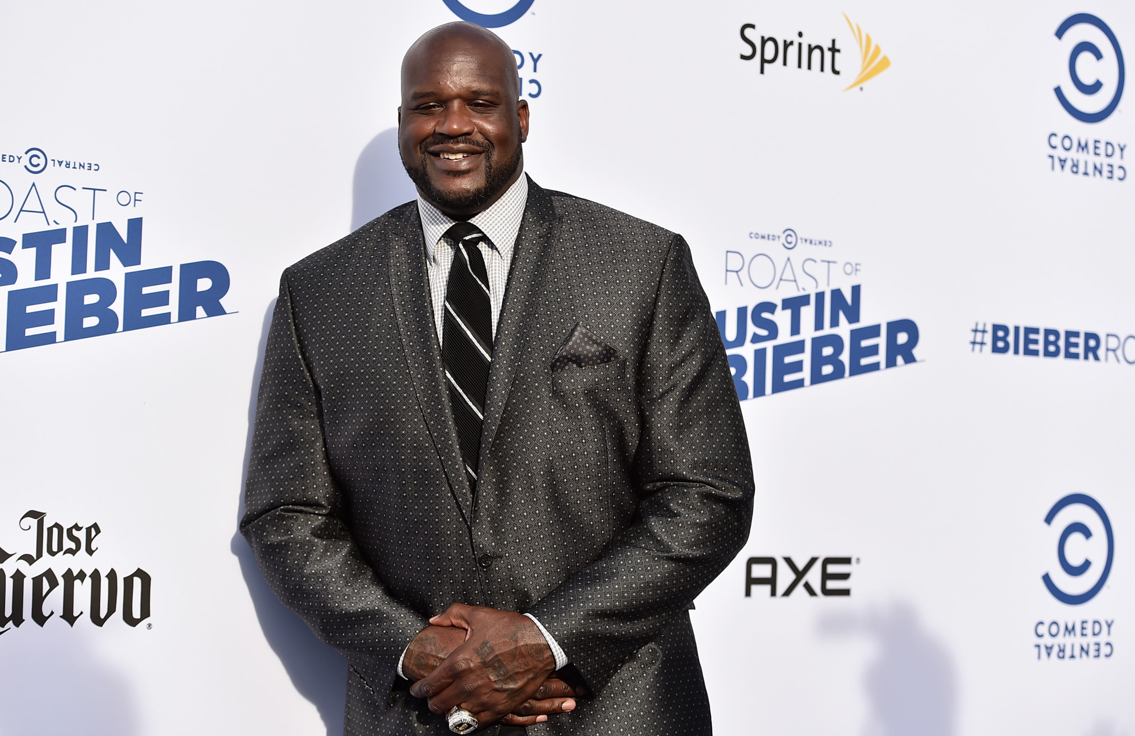 Shaquille O'Neal arrives at the Comedy Central Roast of Justin Bieber at Sony Pictures Studios on Saturday, March 14, 2015, in Culver City, Calif. (Photo by Jordan Strauss/Invision/AP)
