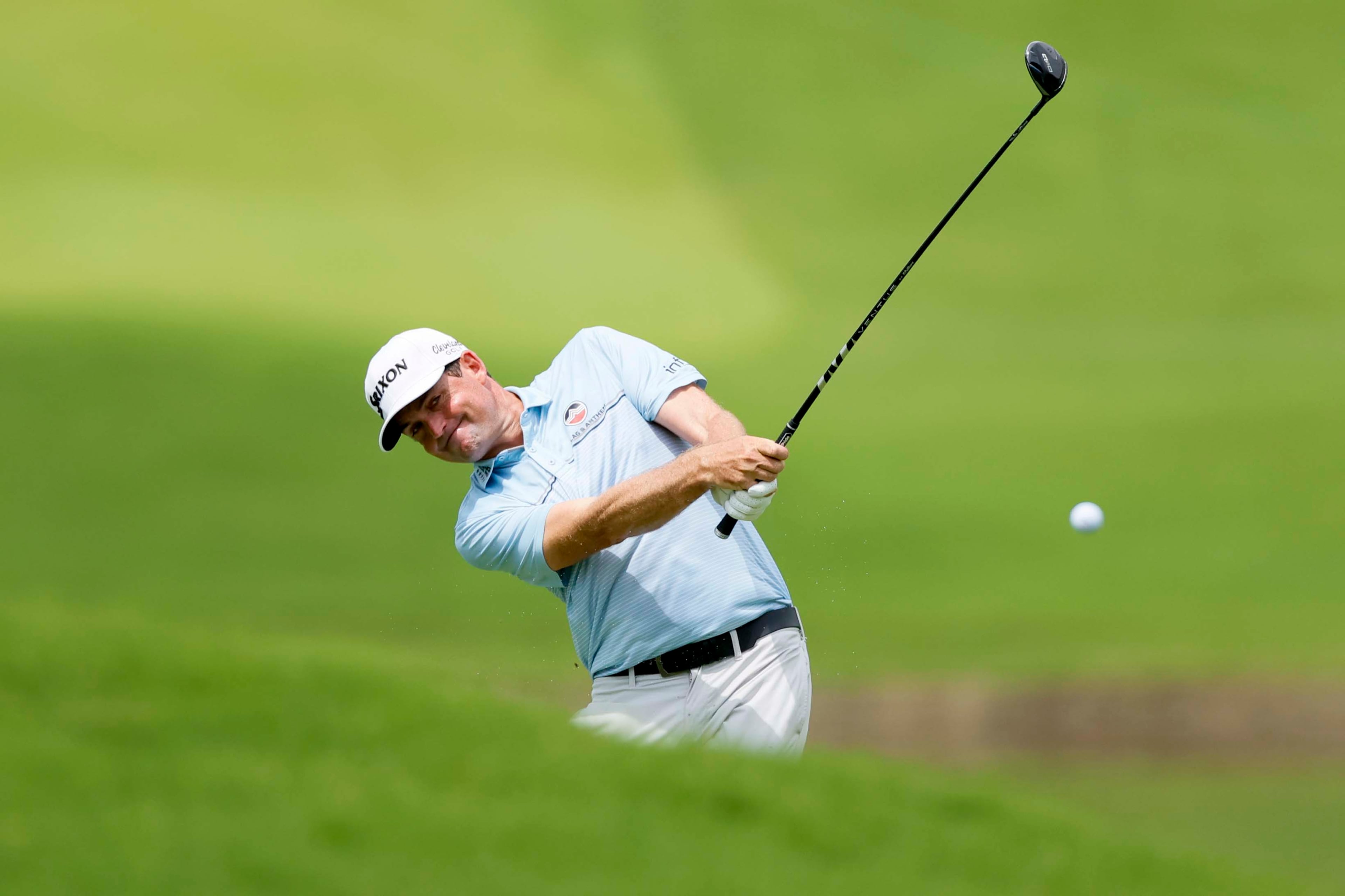Keegan Bradley hits his second shots on the first fairway during the first round of the PGA Tour Championship at East Lake Golf Club, on Thursday, Aug. 21, 2025, in Atlanta. (Miguel Martinez/ AJC)
