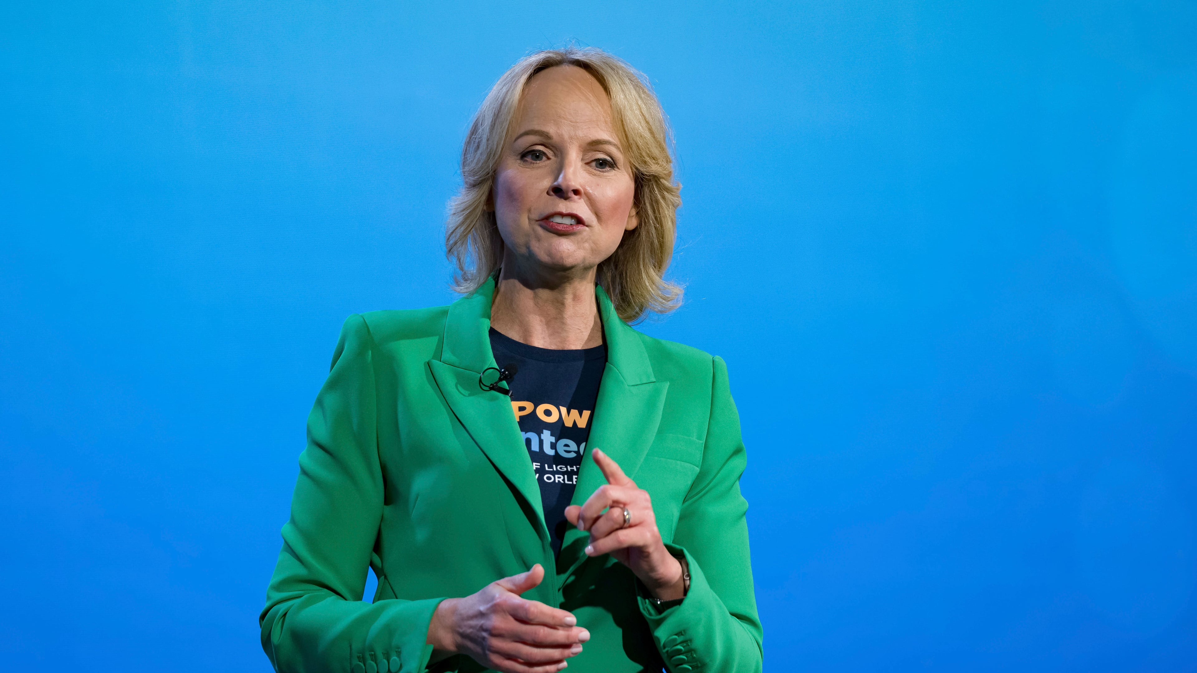 FILE - Points of Light president and CEO Jennifer Sirangelo speaks at the 2025 Points of Light Conference in New Orleans on June 6, 2025. (AP Photo/Matthew Hinton, File)