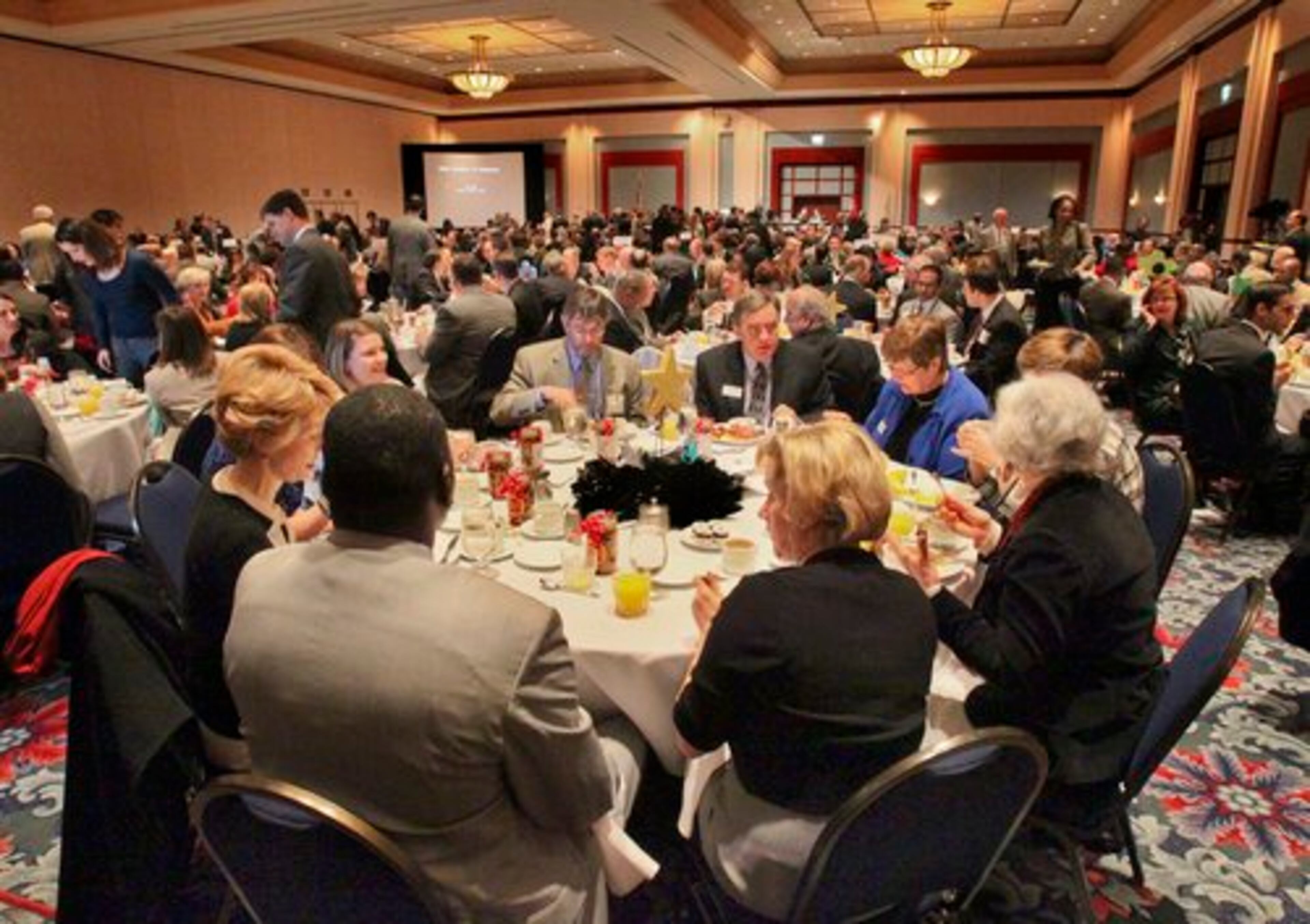 Interest in Deal's speech brought a change of venue. The chamber normally holds its first Monday breakfasts at the nearby Marriott but it was moved because of members' interest in hearing from Deal.