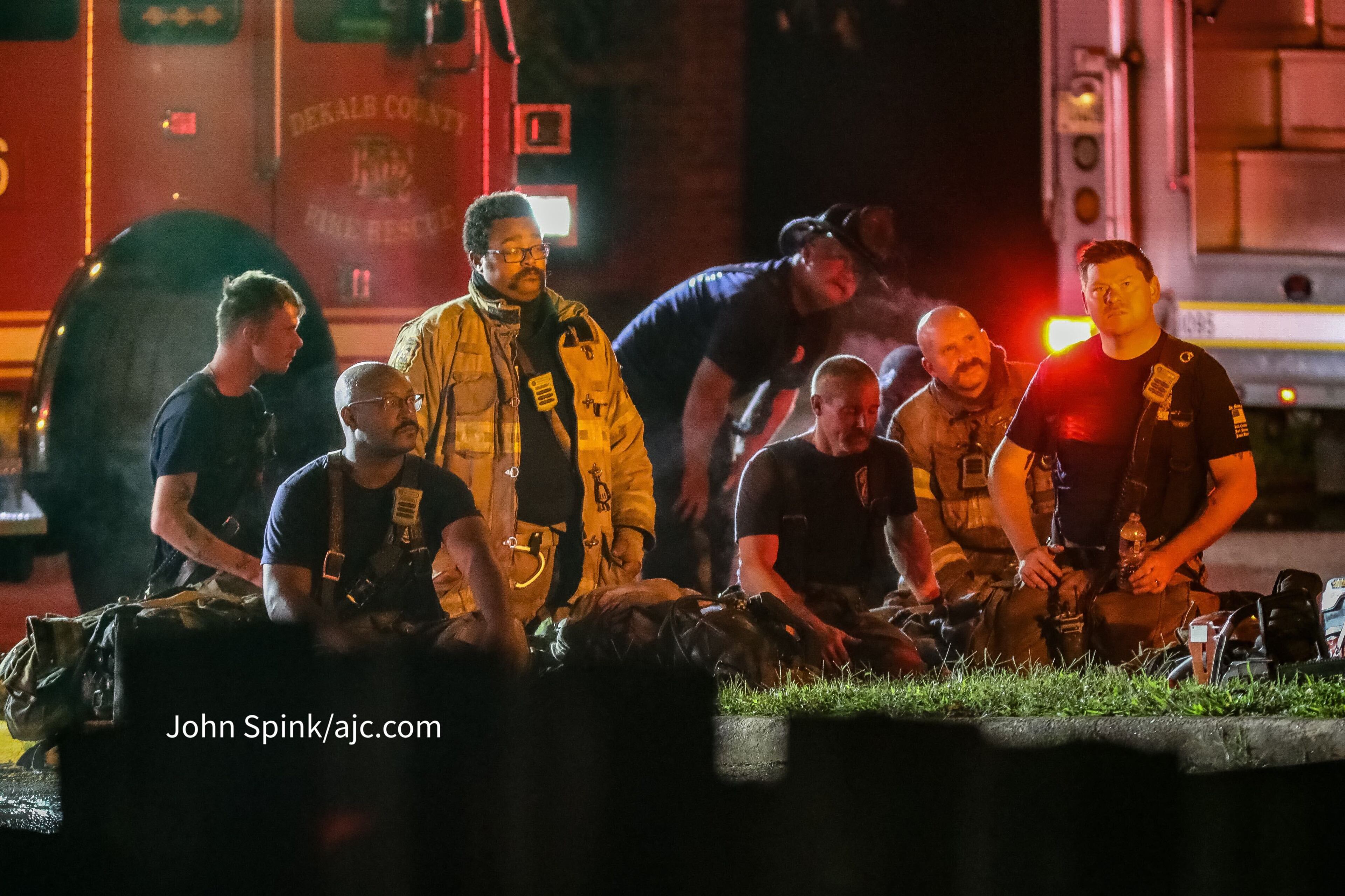 Firefighters respond to a fire early Wednesday in DeKalb County.