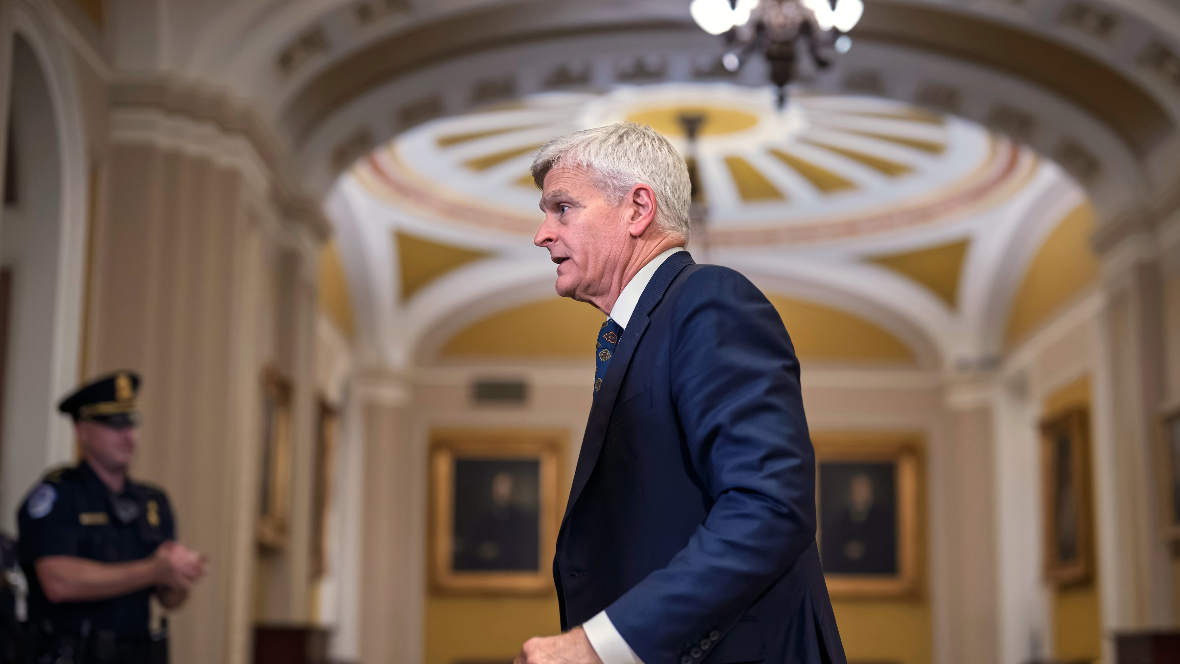 Sen. Bill Cassidy, R-La., leaves a closed-door meeting with President Donald Trump and Republican senators at the Capitol in Washington, Wednesday, June 24, 2026. (AP Photo/J. Scott Applewhite)